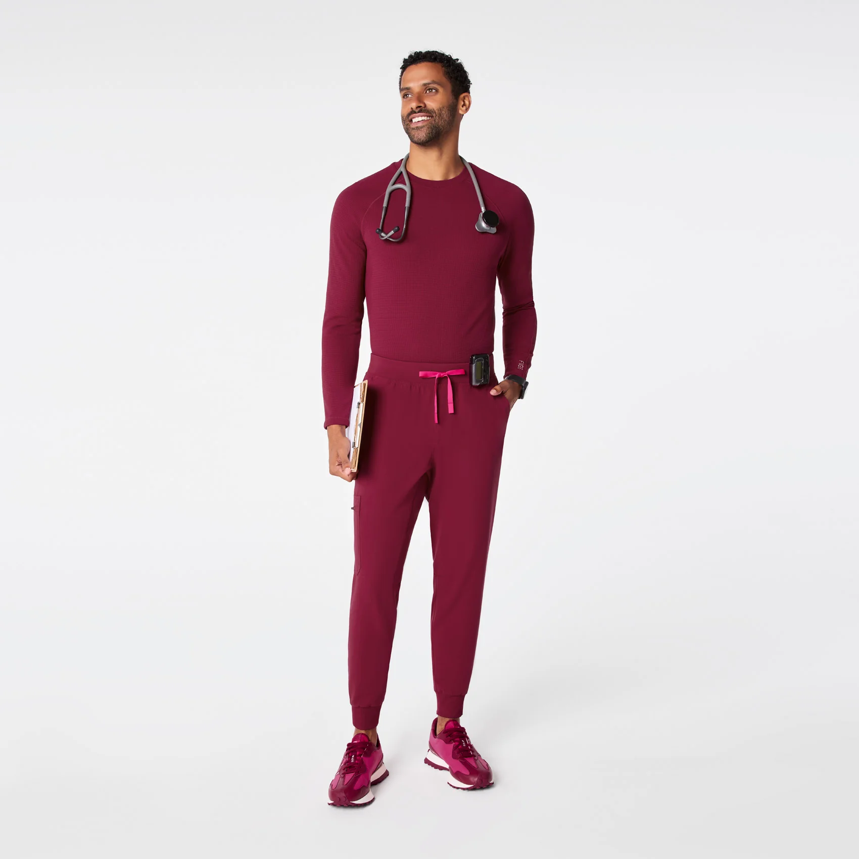 men's Deep Cranberry Brey Jogger - Scrub Pant - Image 2