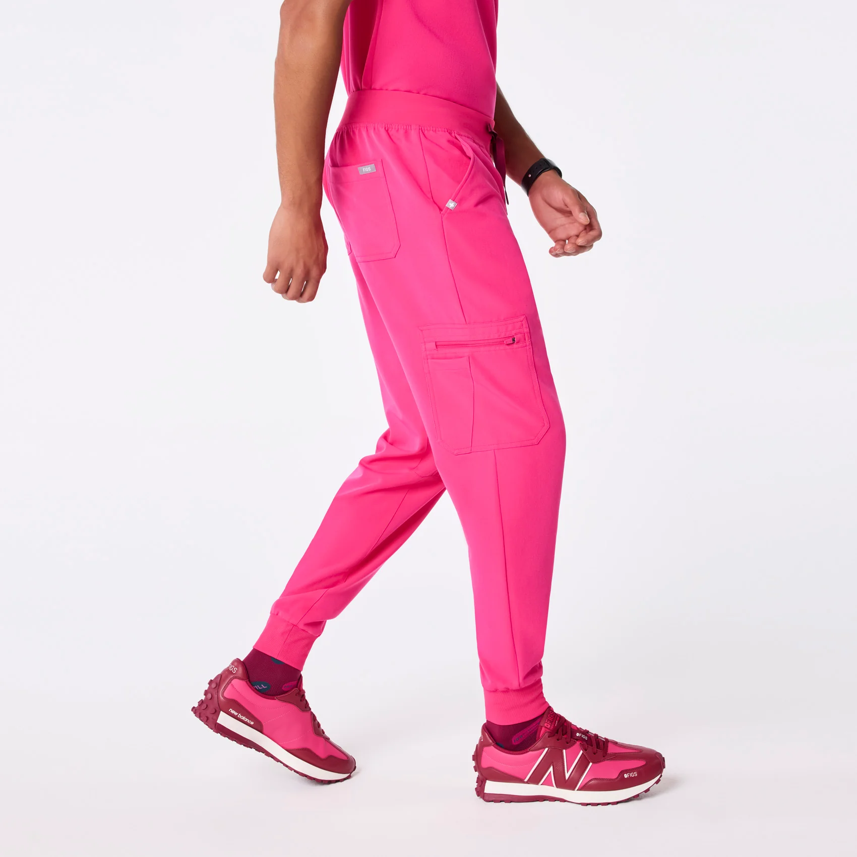 men's Shocking Pink Brey Tall Jogger - Scrub Pant - Image 3