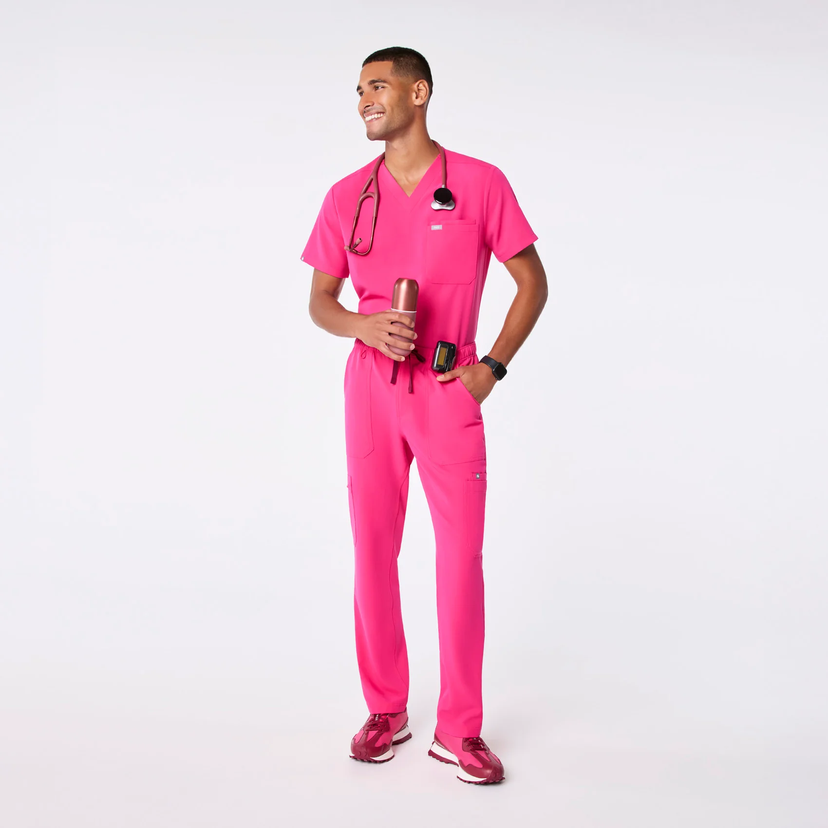 men's Shocking Pink Cairo - Tall Cargo Scrub Pant™ - Image 2