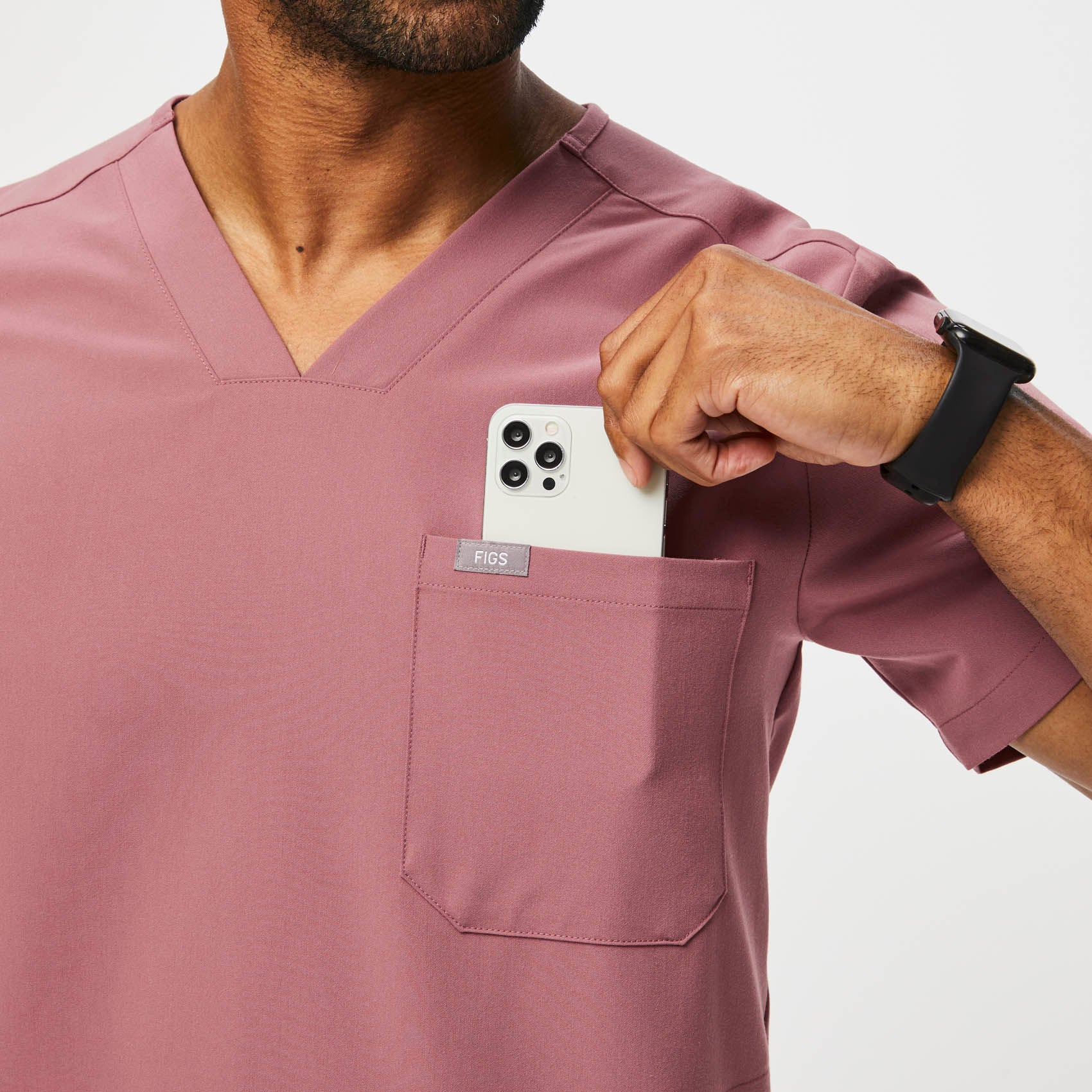 men's Mauve Chisec™ - Three-Pocket Scrub Top (3XL - 6XL) - Image 6