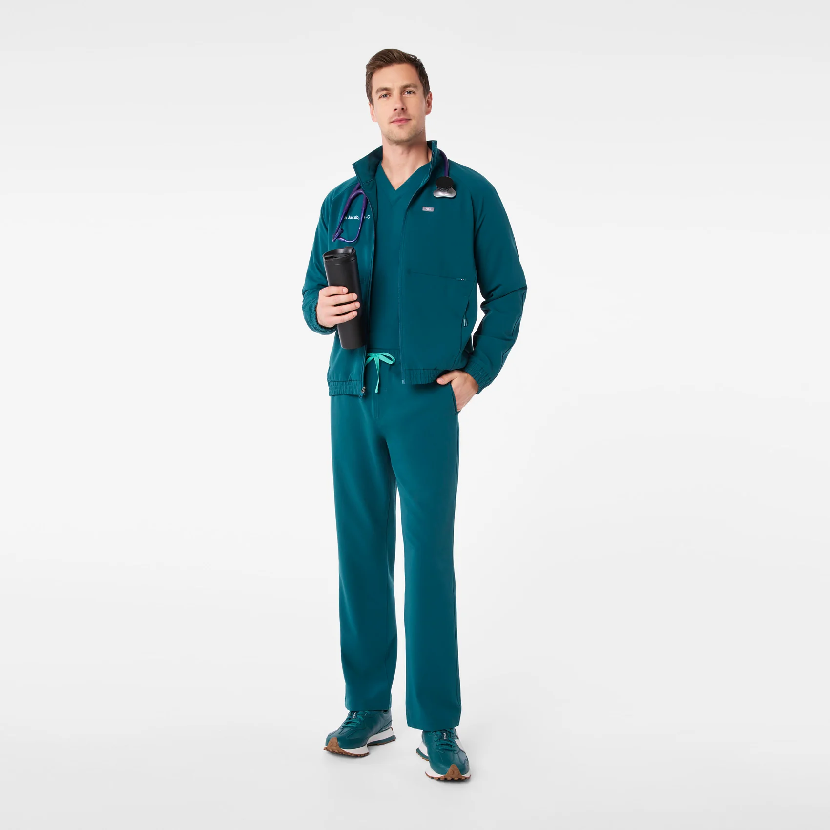 men's Caribbean Blue Cobaki - Scrub Jacket - Image 2