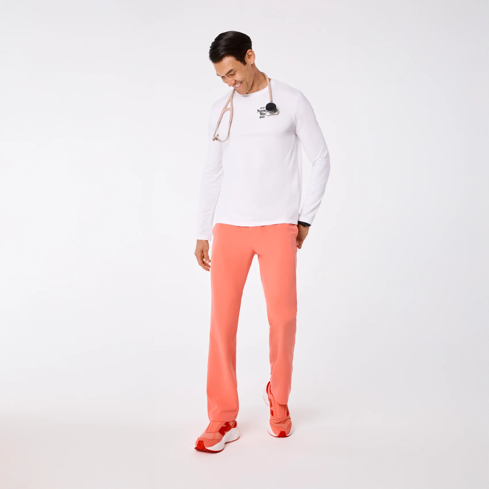 men's White Coffee Order Supersoft - Longsleeve Underscrub - Image 6