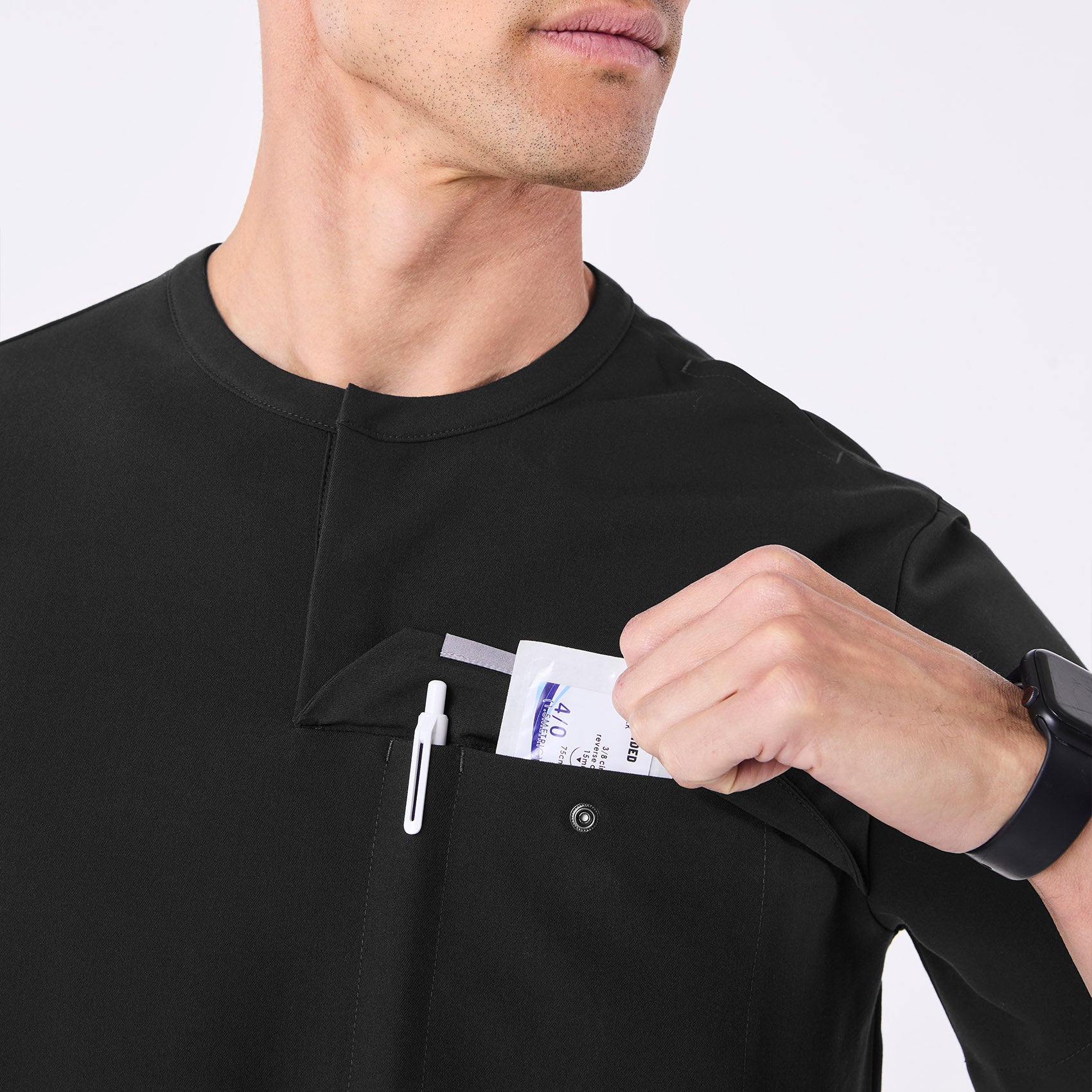men's Black Corfield - Henley Scrub Top - Image 7