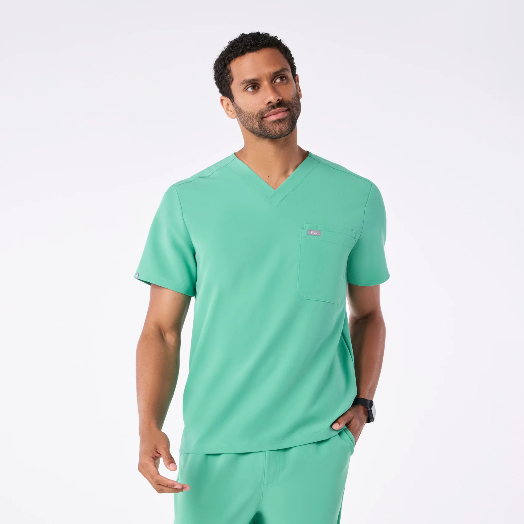 men's Surgical Green Leon - Three-Pocket Scrub Top™