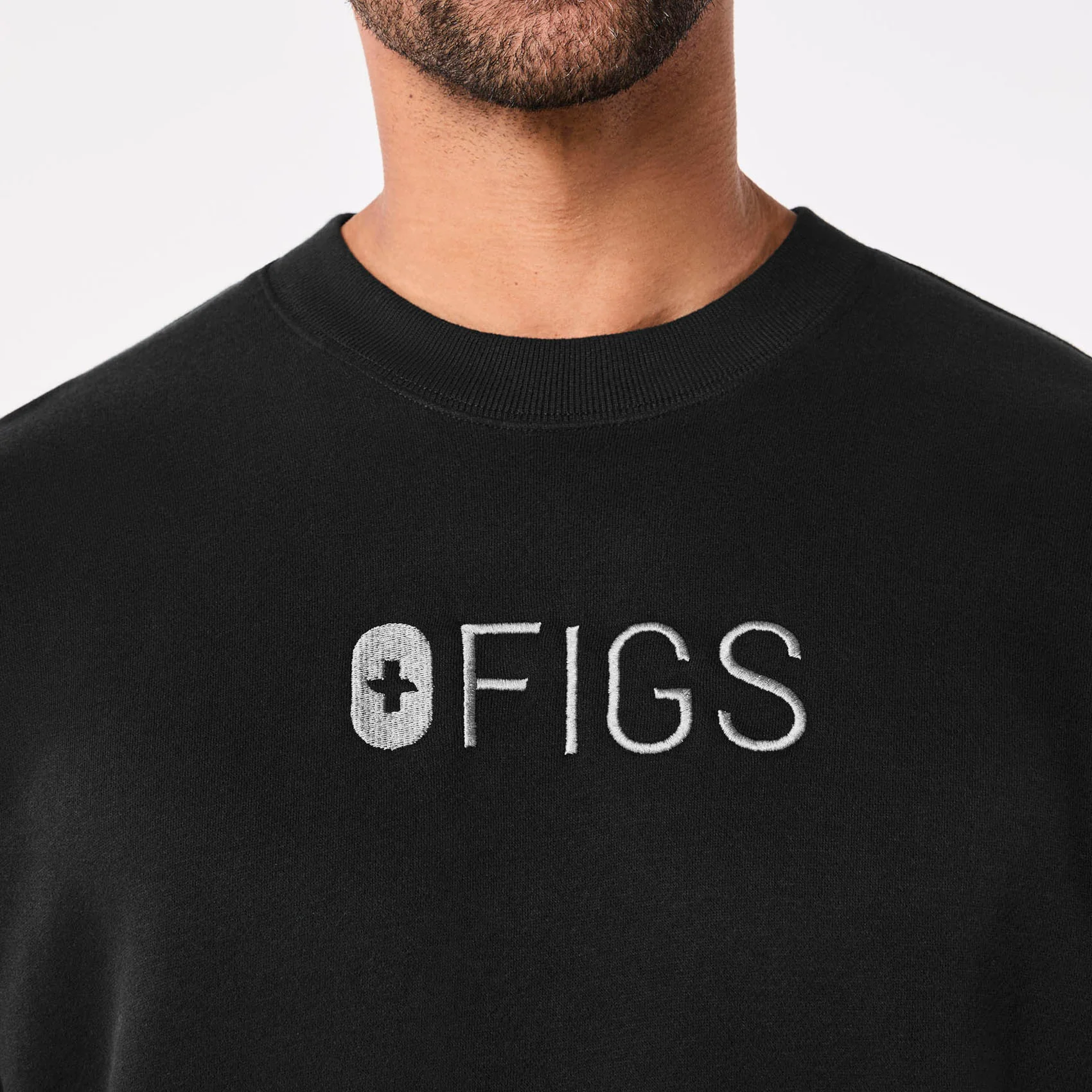 men's Black Off-Shift Figs Logo - Crewneck Sweatshirt™ - Image 2