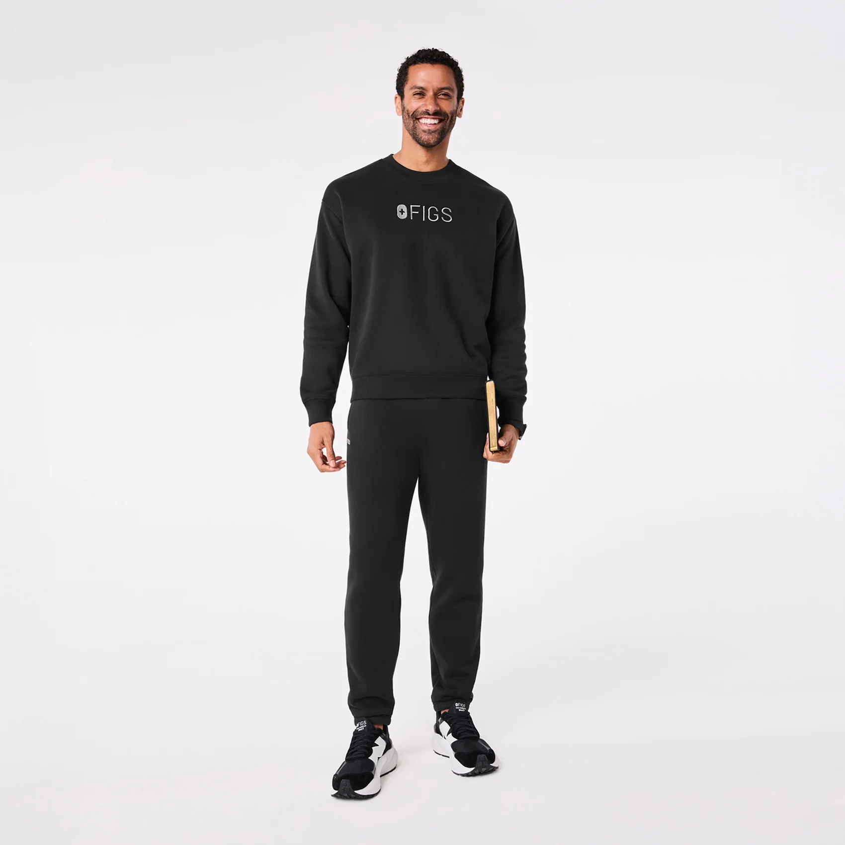 men's Black Off-Shift Figs Logo - Crewneck Sweatshirt™ - Image 3