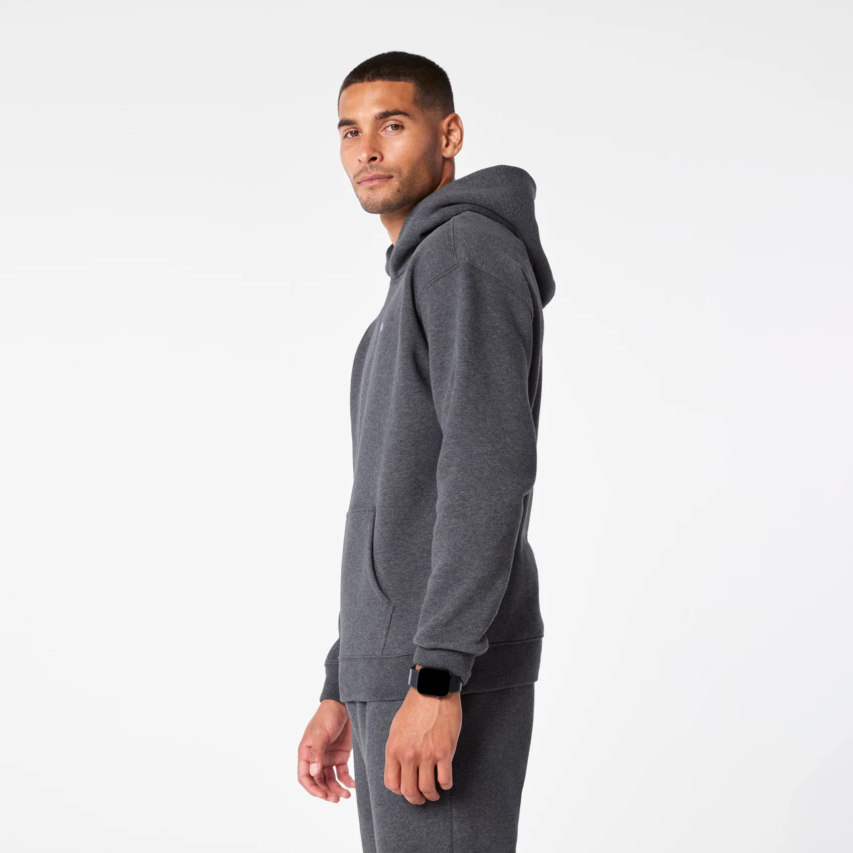 men's Charcoal Heather Grey Off-Shift - Hoodie Sweatshirt™ - Image 3