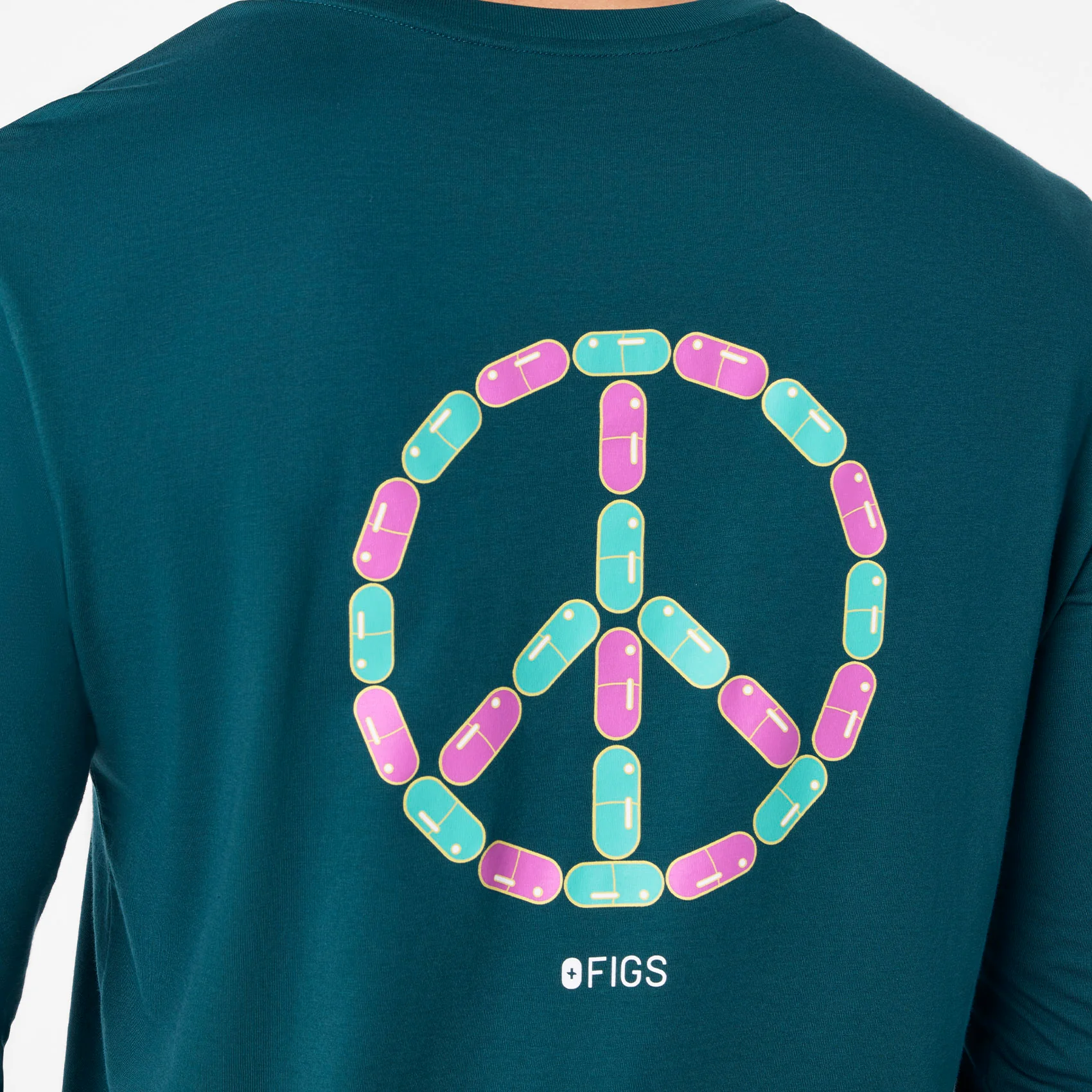men's Caribbean Blue Peace Sign Supersoft - Longsleeve Underscrub - Image 5