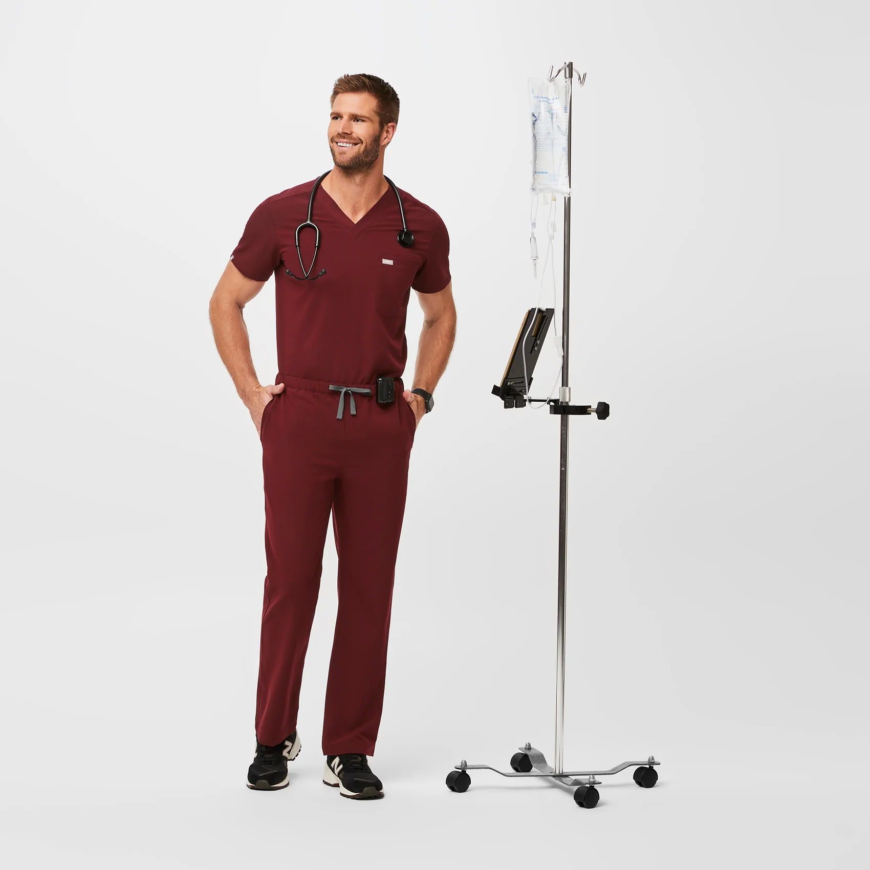 Men's Burgundy Pisco™ - Short Basic Scrub Pants - Image 2