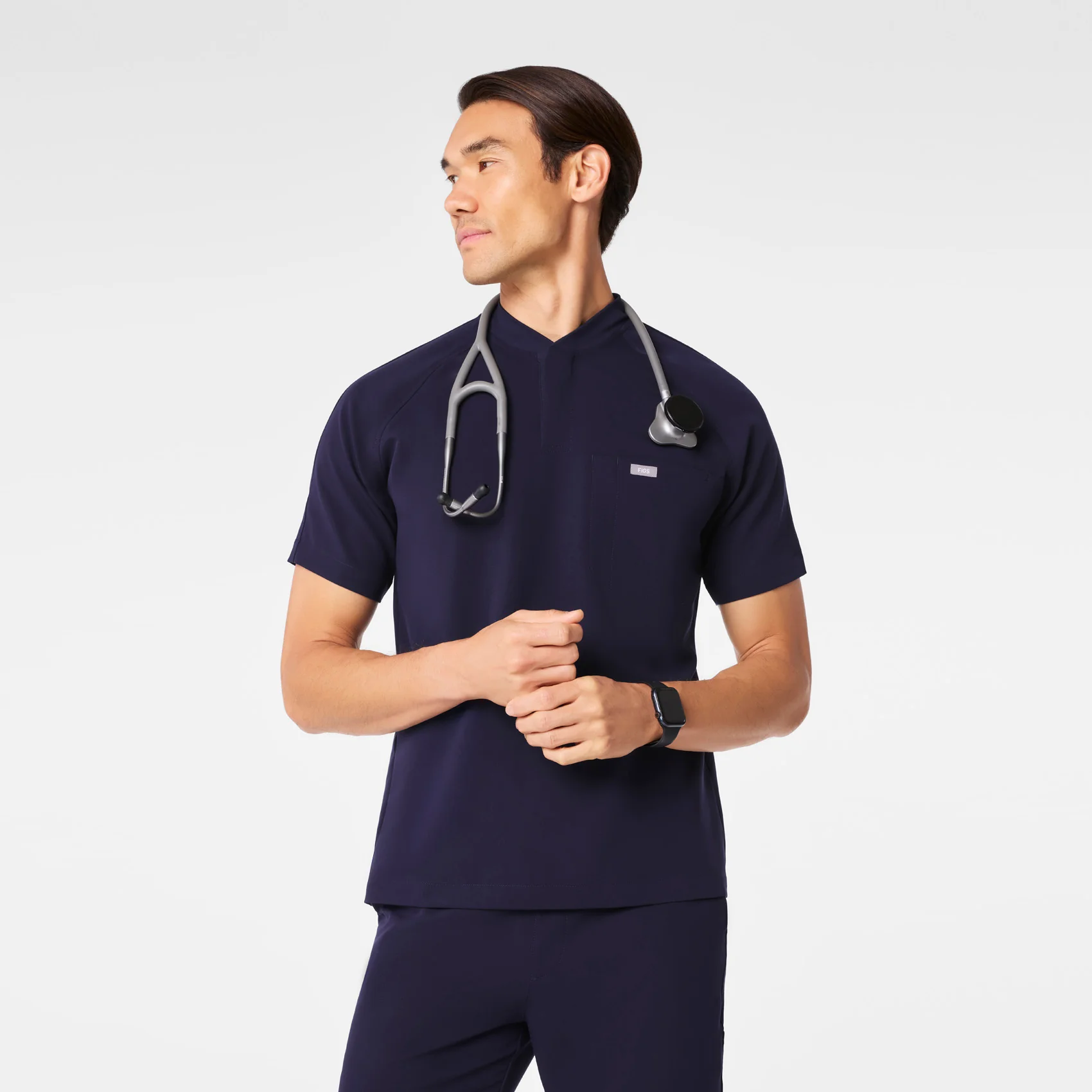 men's Navy Stratton Henley - Shortsleeve Scrub Top
