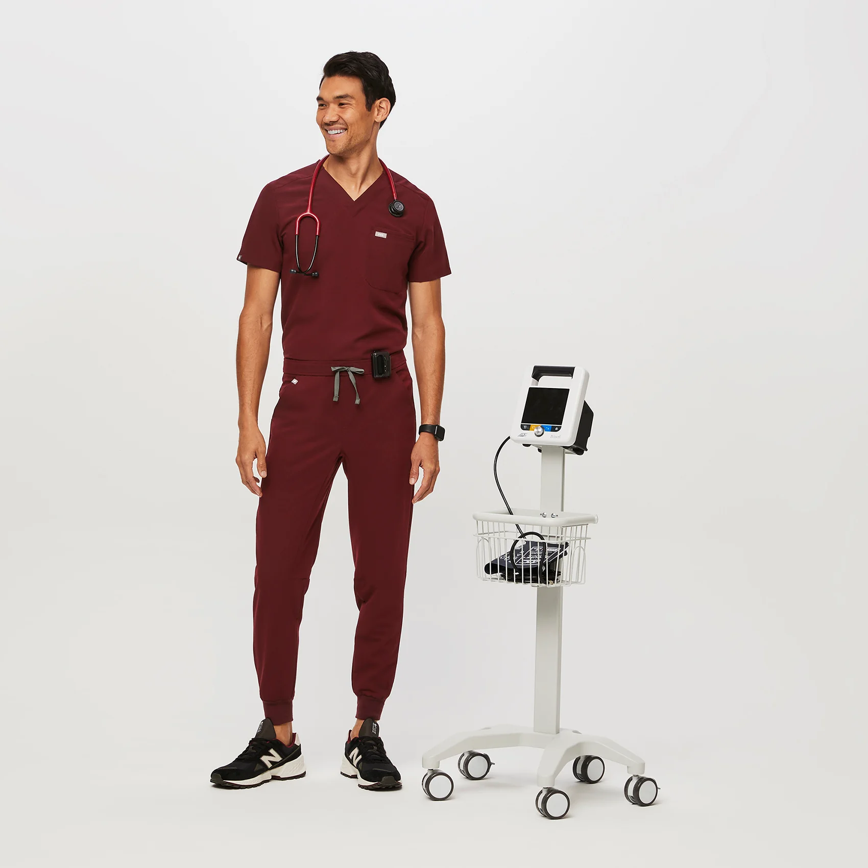 Men's Burgundy Tansen™ - Short Jogger Scrub Pants - Image 2