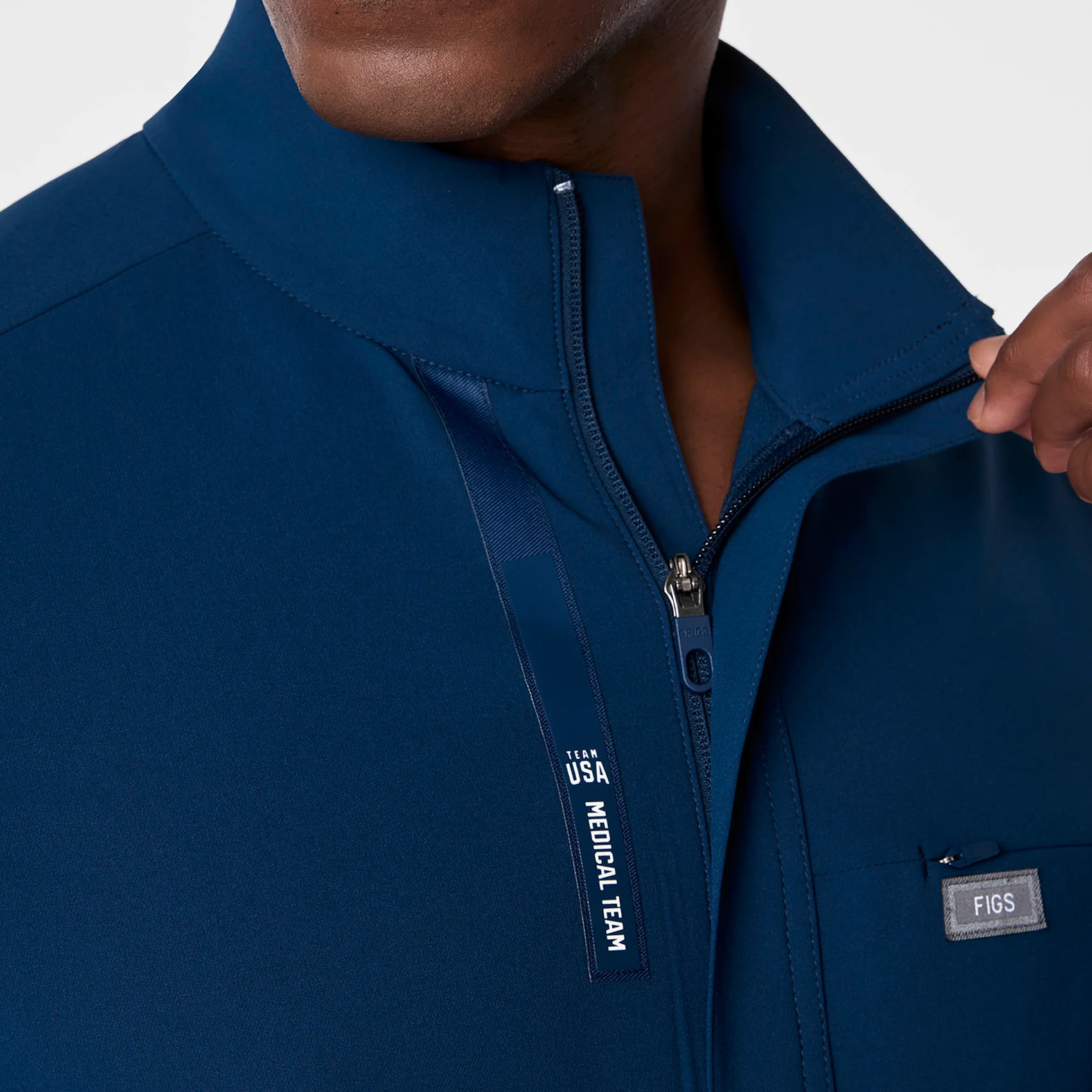 men's Team USA Blue FIGS x Team USA FIBREx Mock Neck Longsleeve - Scrubjumpsuit™ - Image 6