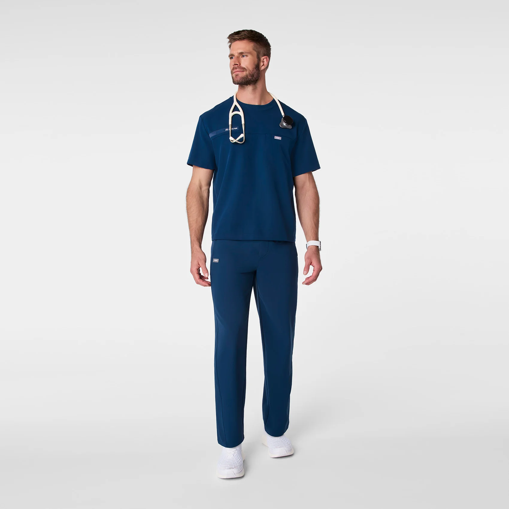 men's Team USA Blue FIGS x Team USA Relaxed Crewneck - Scrub Top - Image 2