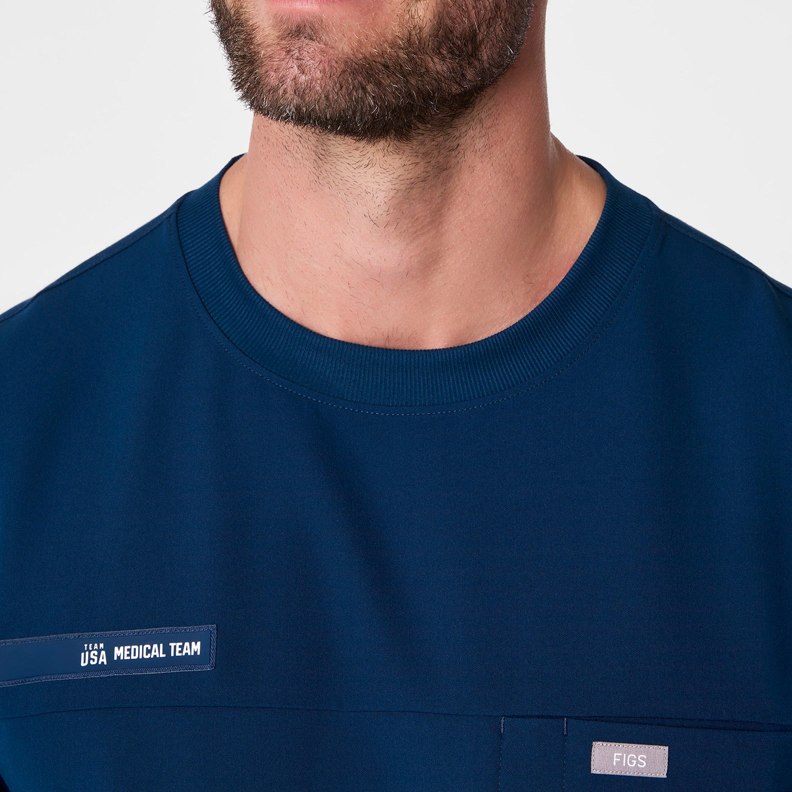 men's Team USA Blue FIGS x Team USA Relaxed Crewneck - Scrub Top - Image 6