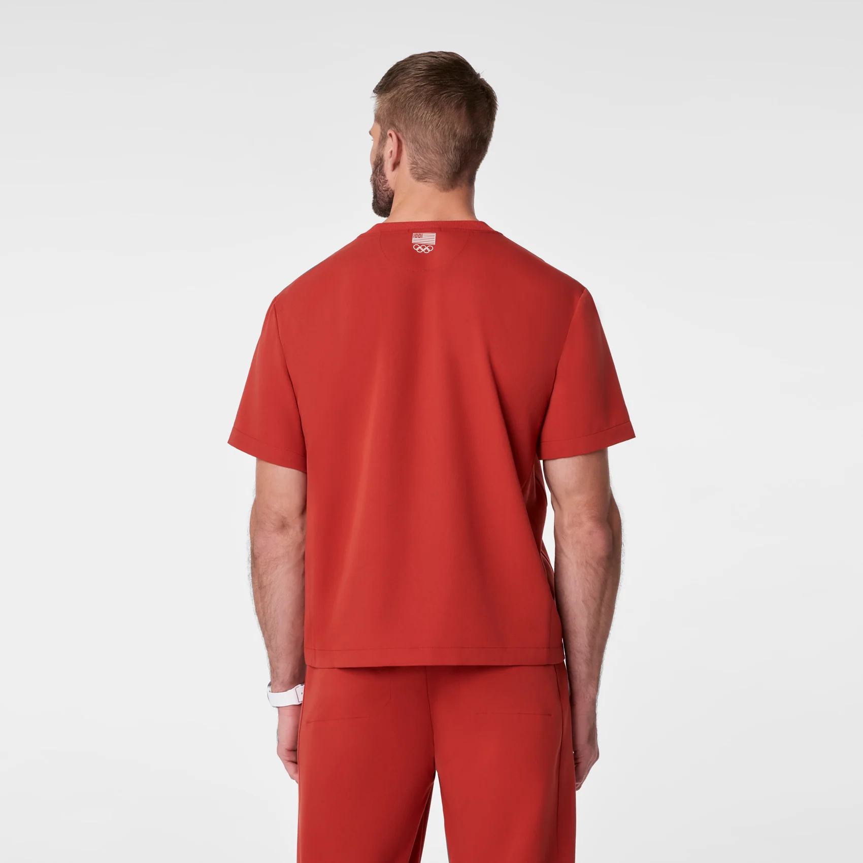 men's Team USA Red FIGS x Team USA Relaxed Crewneck - Scrub Top - Image 4