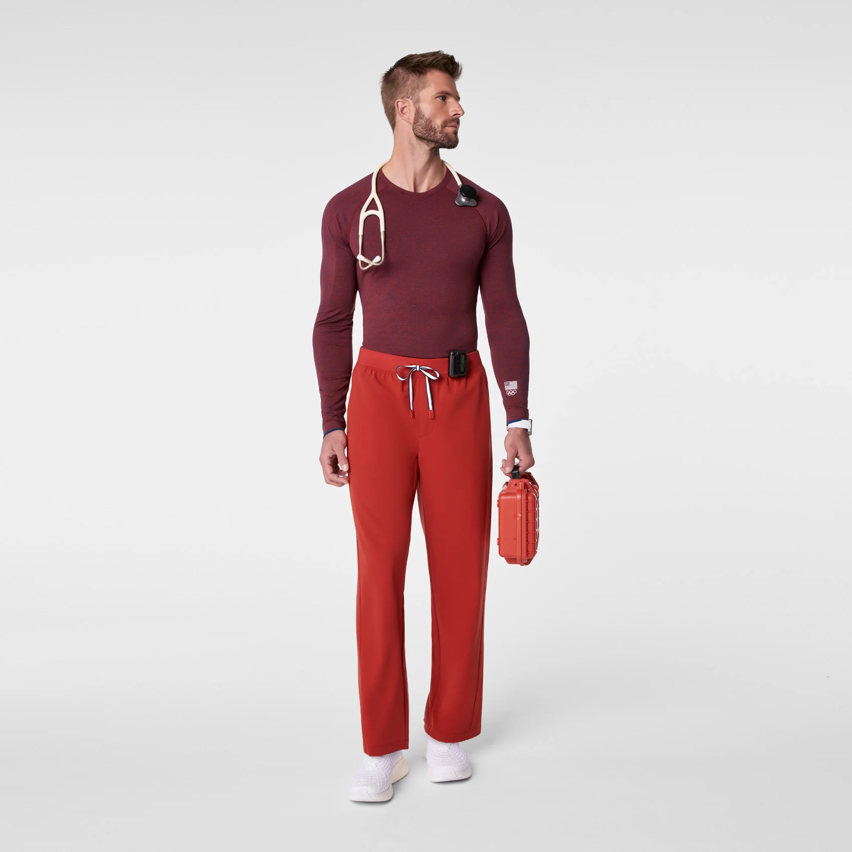 men's Team USA Red FIGS x Team USA Relaxed Straight Leg - Tall Scrub Pant - Image 2