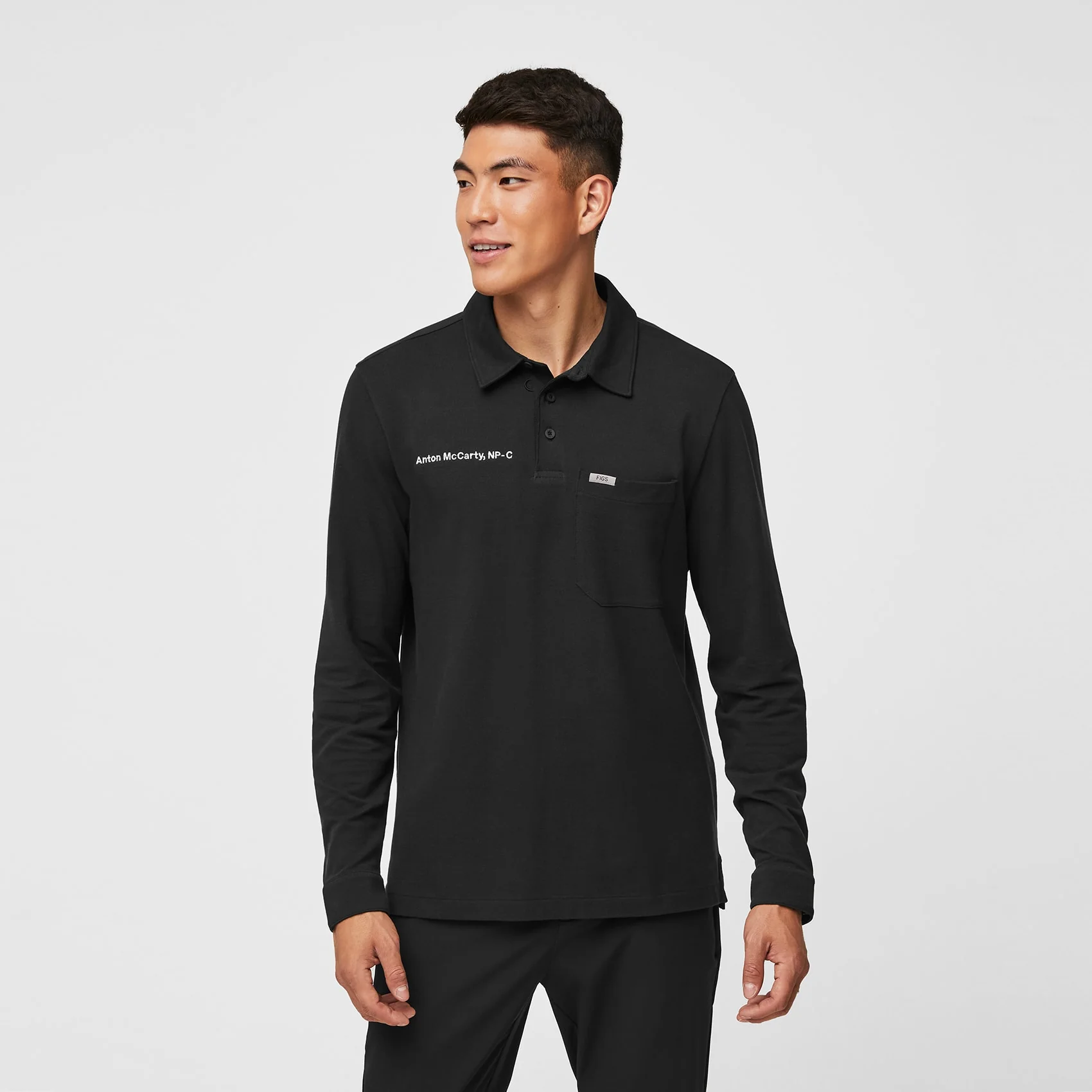 men's Black Technical Pique - Slim Longsleeve ScrubPolo™ - Image 8