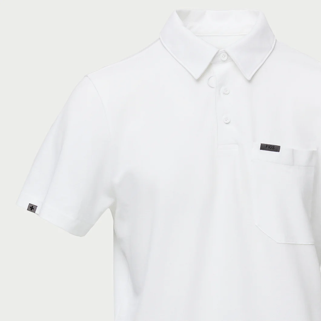 men's White Technical Pique - Slim Longsleeve ScrubPolo™ - Image 8
