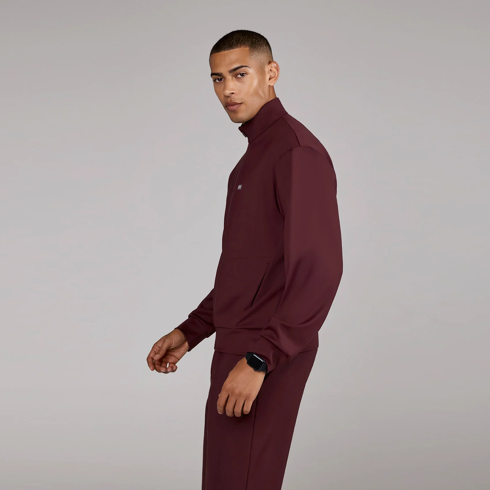 men's Burgundy Varzo FORMx Relaxed - Scrub Jacket™ - Image 3