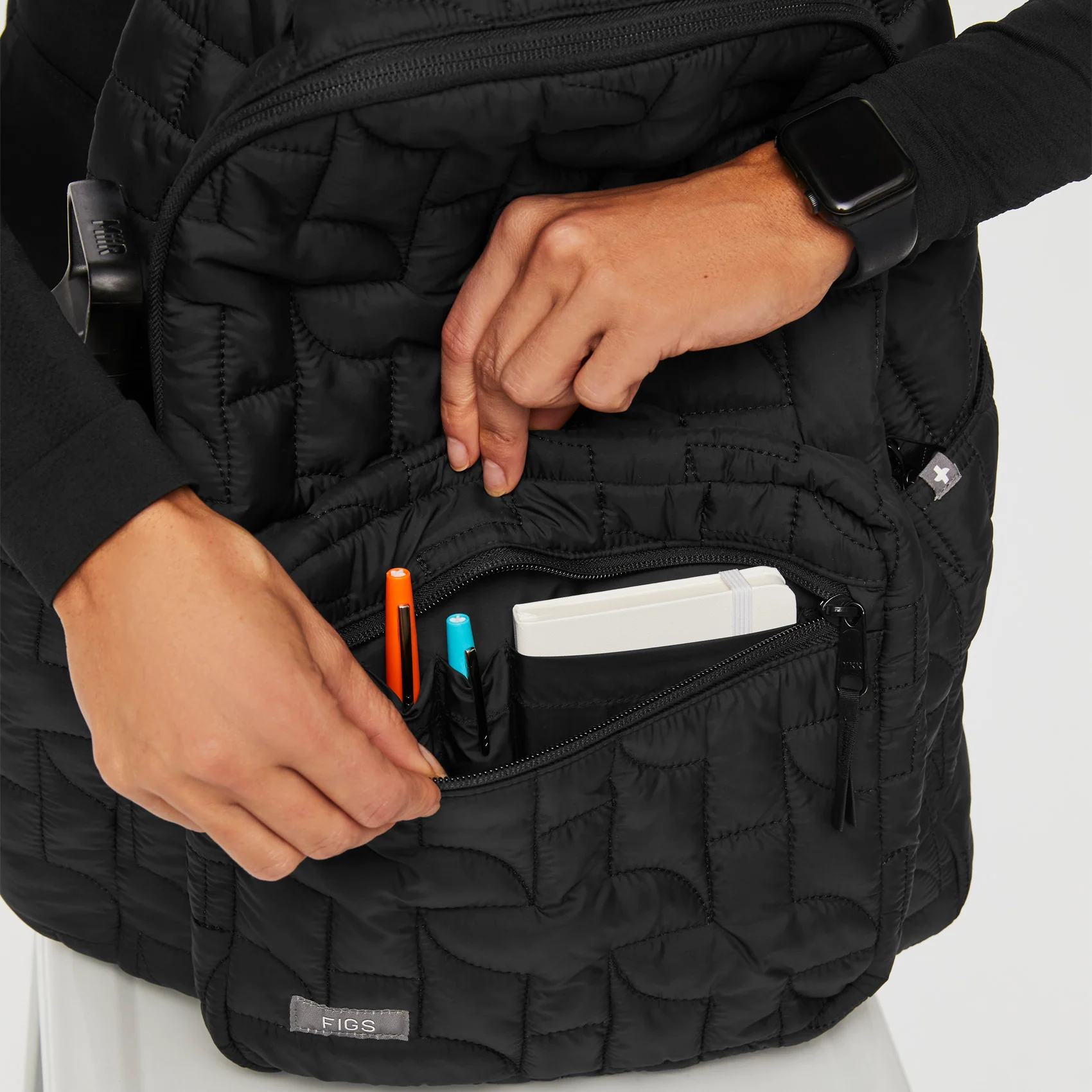 Black Quilted Puffer Backpack - Image 14