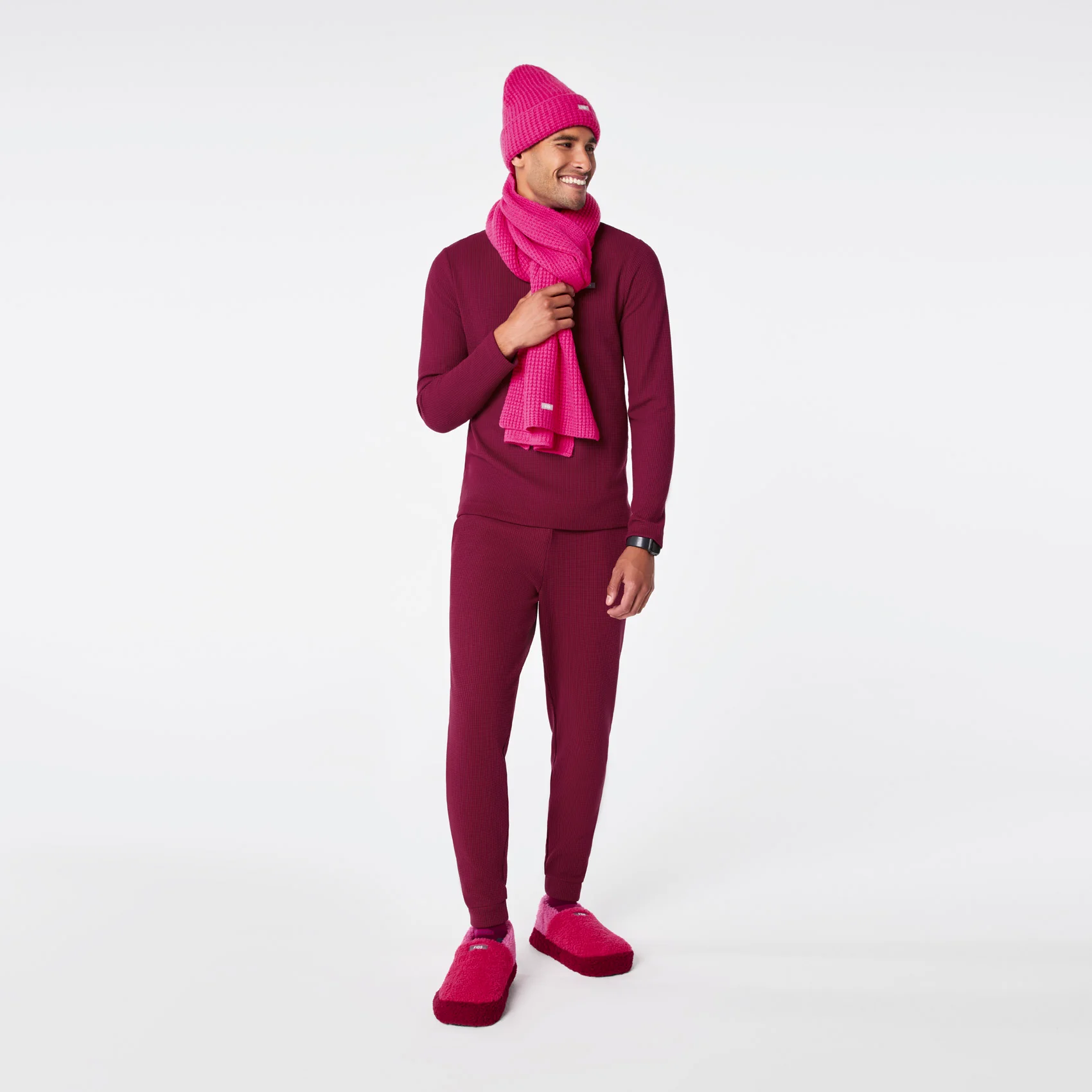 Shocking Pink Waffle Scarf - Image 6