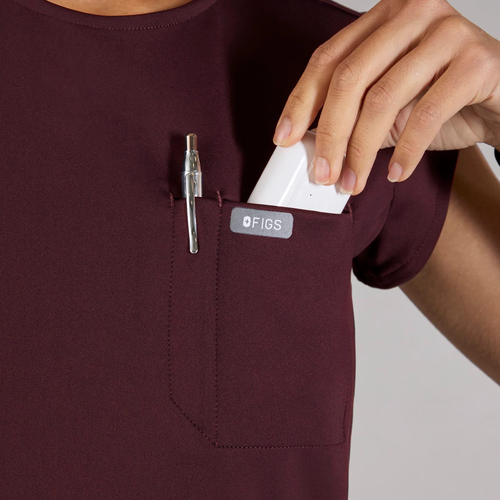 women's Burgundy Alma FORMx Slim Crewneck Tunic - Scrub Top™ - Image 8