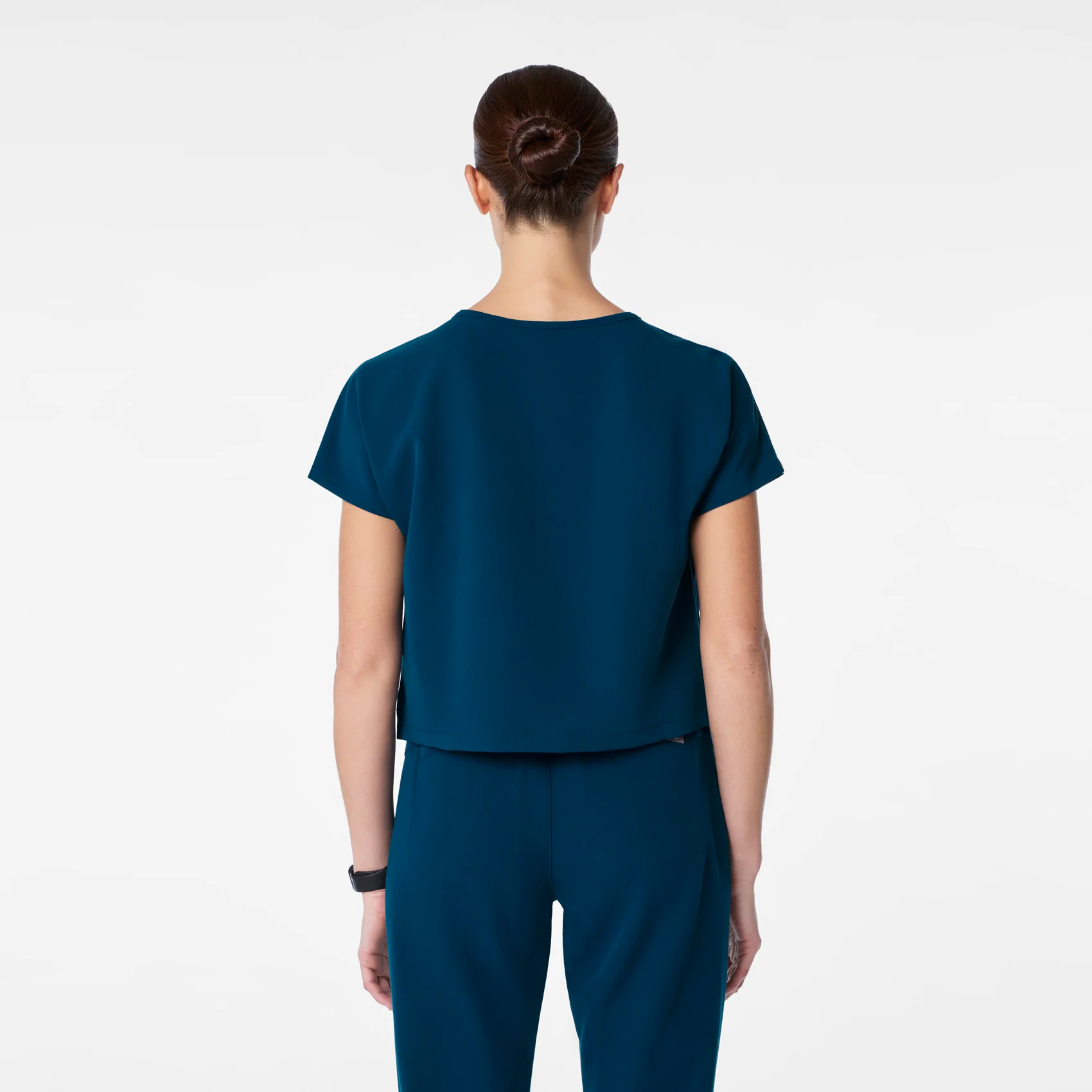 women's Deep Reef Arua Cropped Crewneck - One-Pocket Scrub Top - Image 4