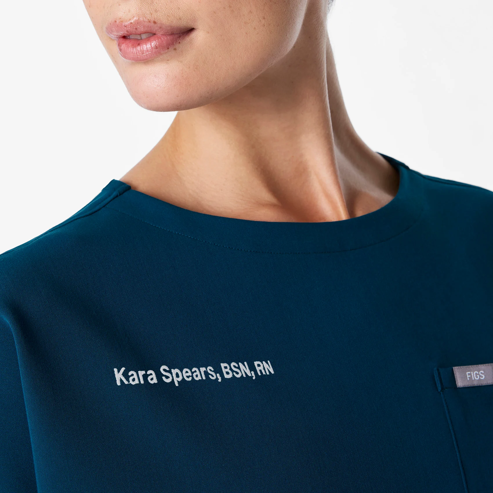 women's Deep Reef Arua Cropped Crewneck - One-Pocket Scrub Top - Image 5
