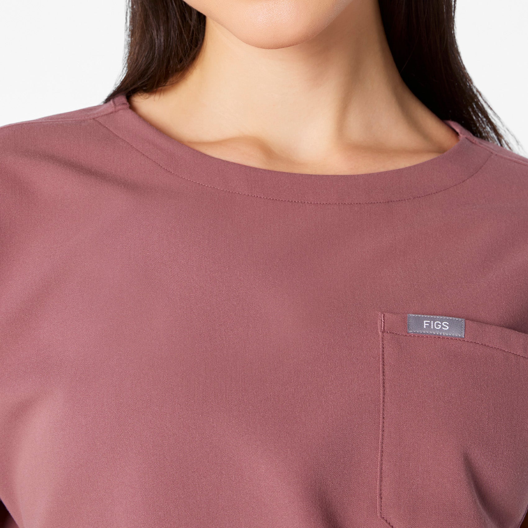women's Mauve Arua Cropped Crewneck - One-Pocket Scrub Top - Image 5