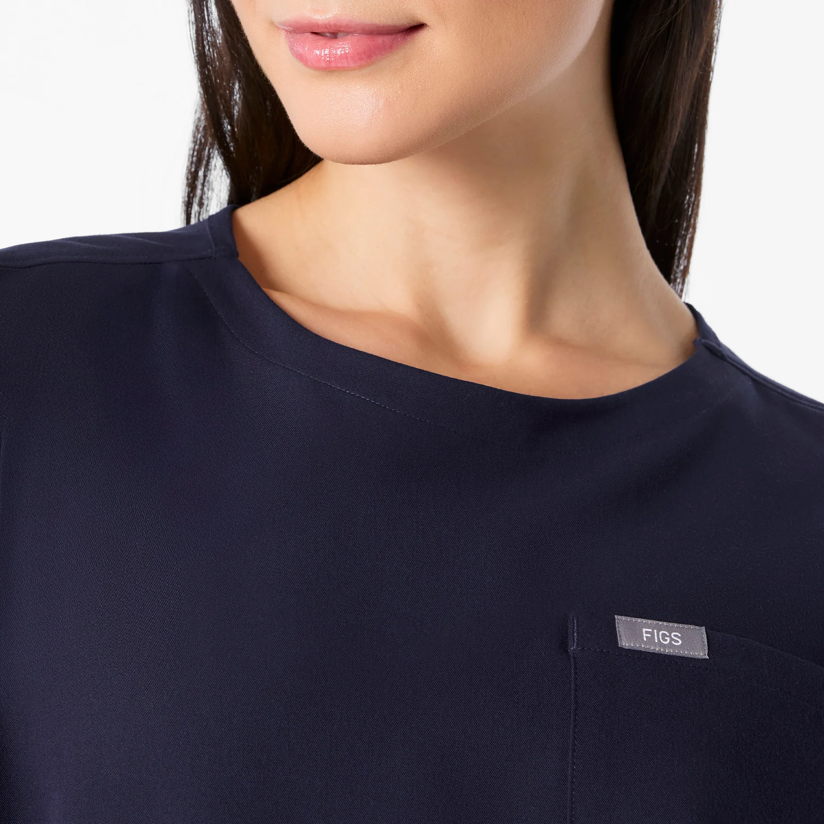 women's Navy Arua Cropped Crewneck - One-Pocket Scrub Top - Image 5