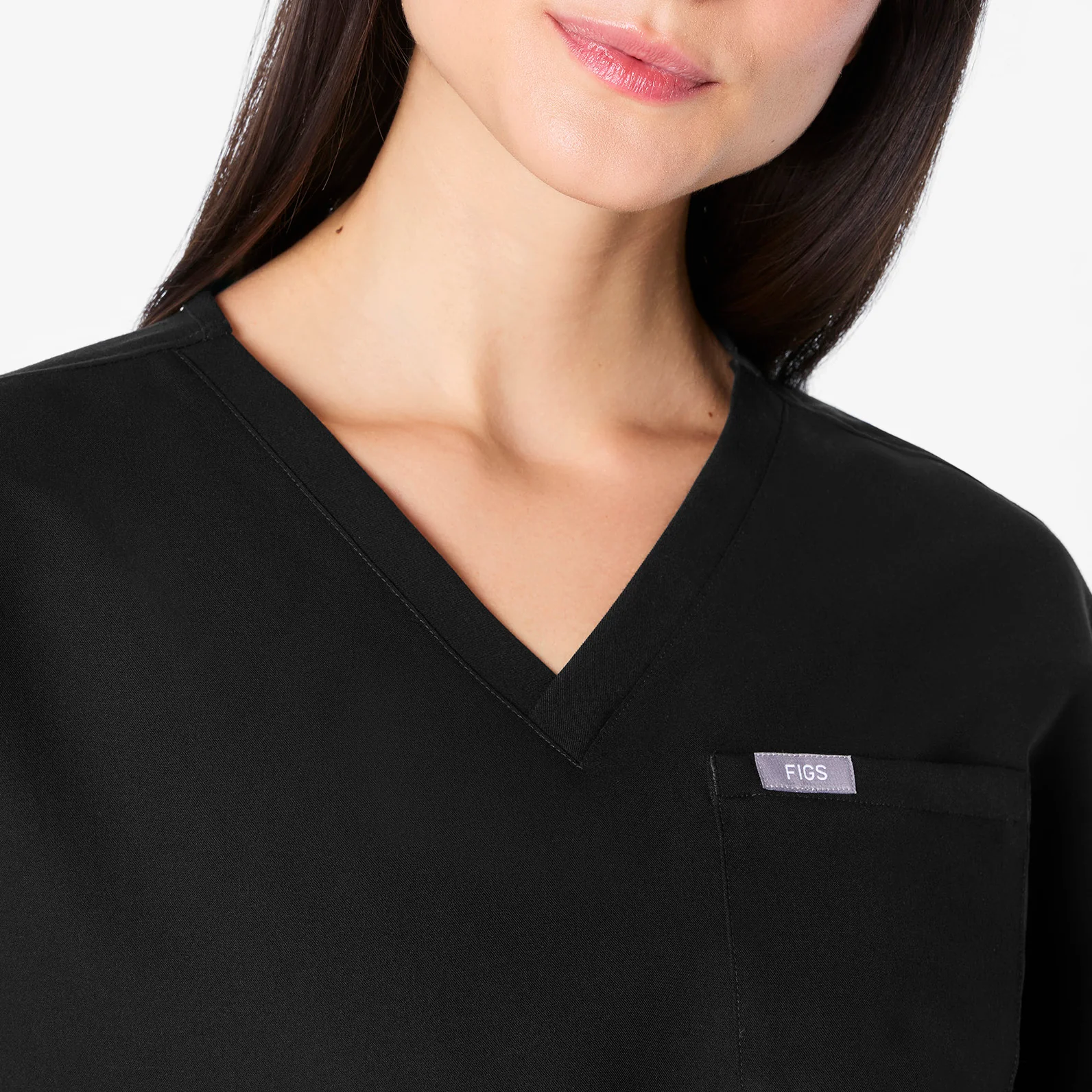 women's Black Arua Cropped V-Neck - One-Pocket Scrub Top - Image 5