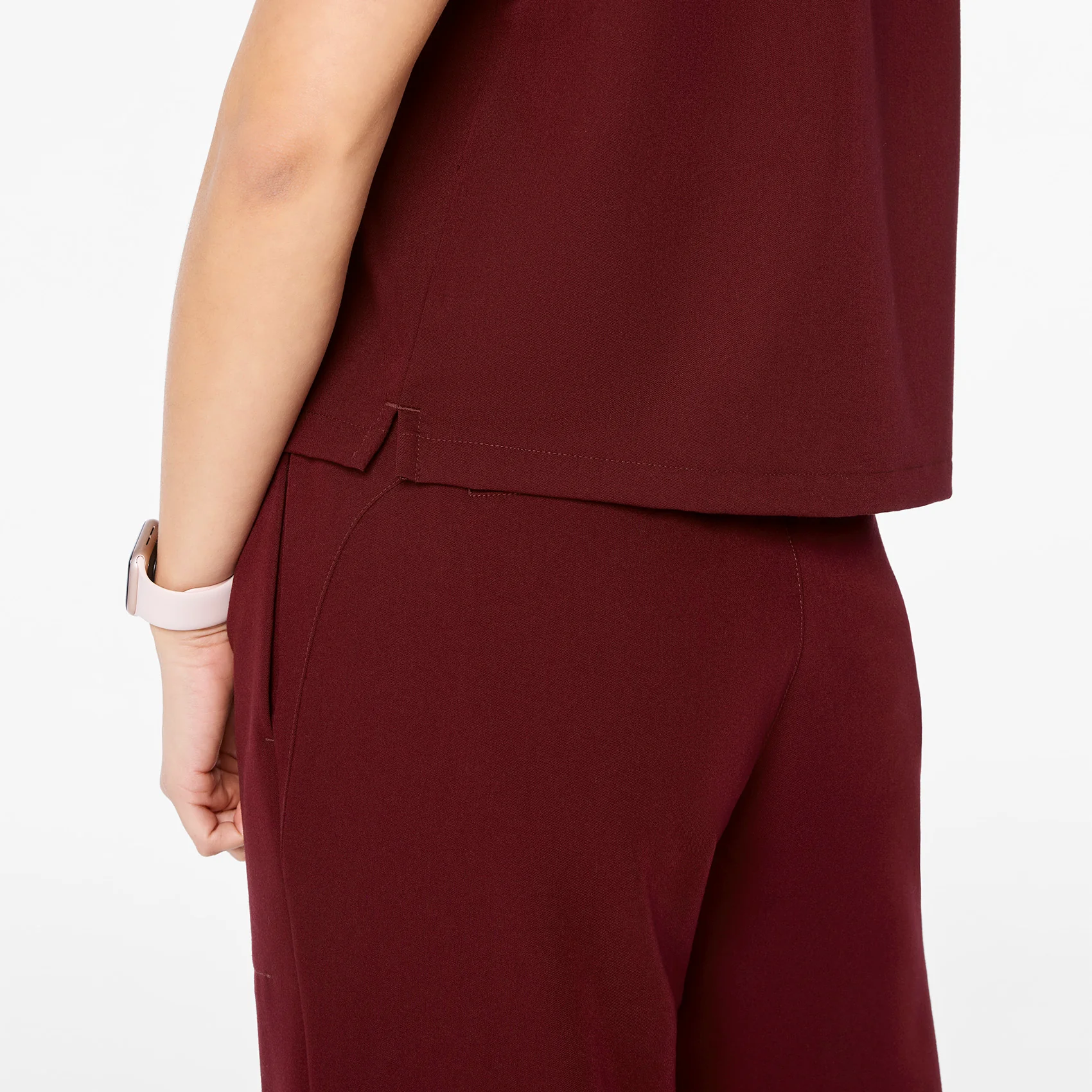 women's Burgundy Arua Cropped V-Neck - One-Pocket Scrub Top - Image 8