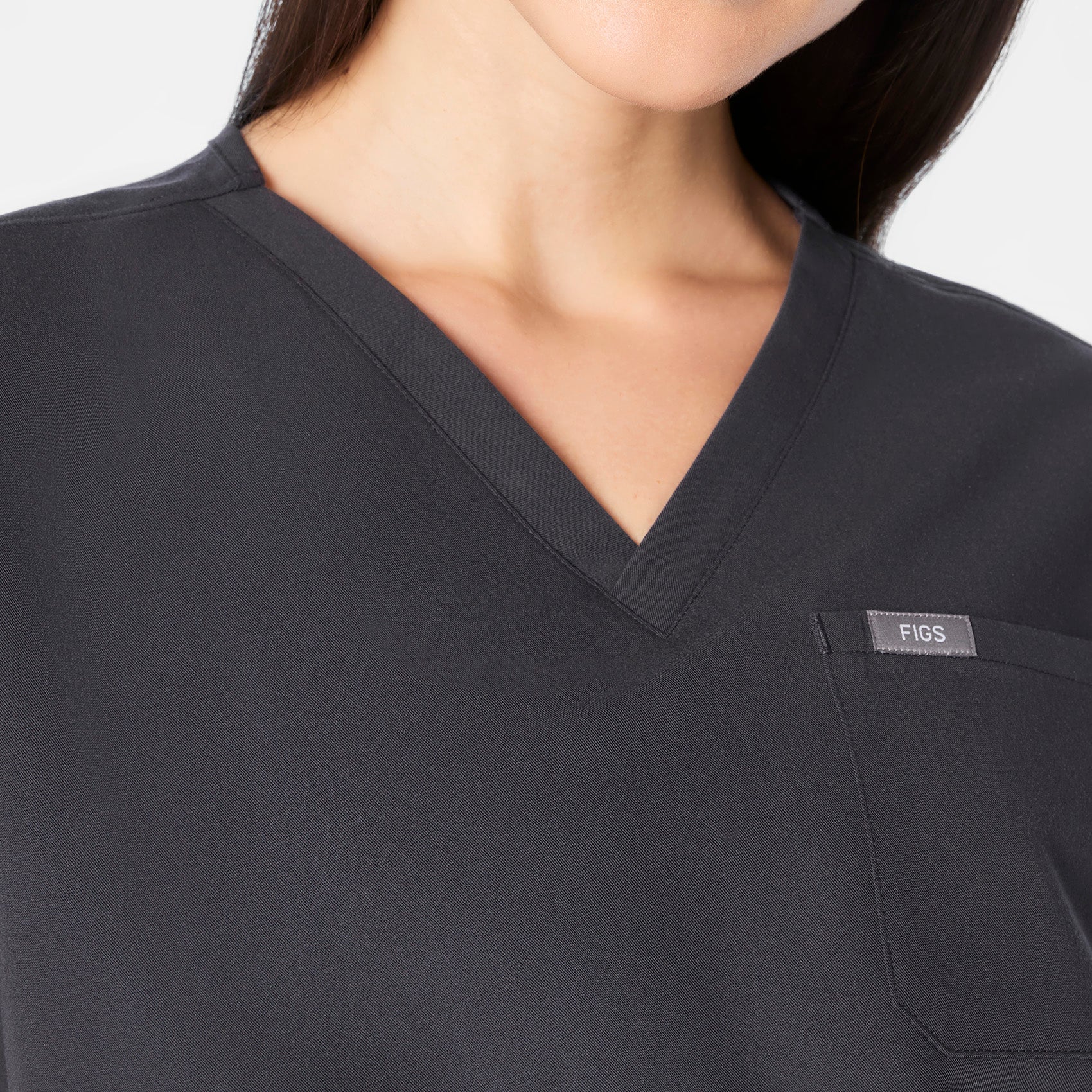 women's Charcoal Arua Cropped V-Neck - One-Pocket Scrub Top - Image 5