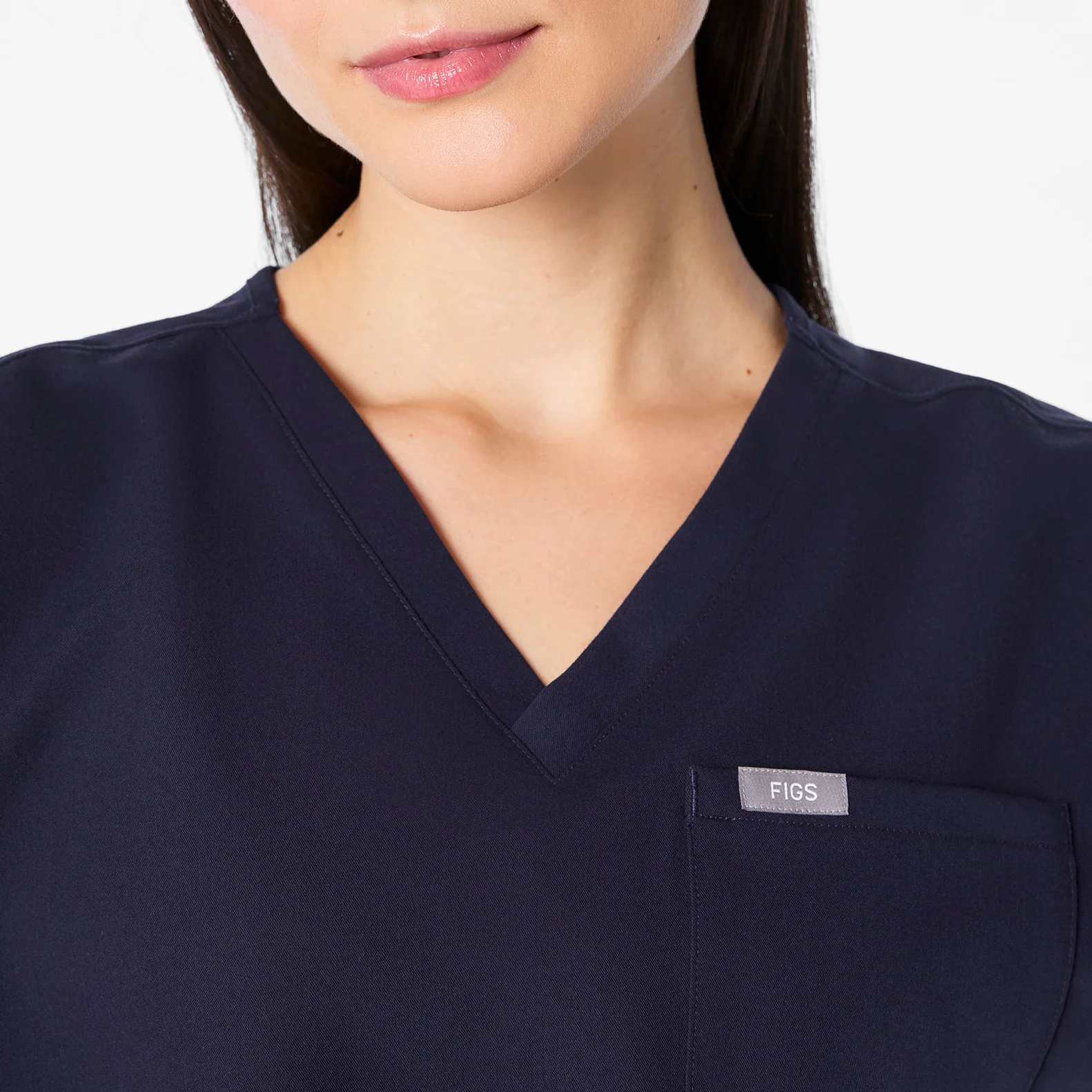 women's Navy Arua Cropped V-Neck - One-Pocket Scrub Top - Image 5