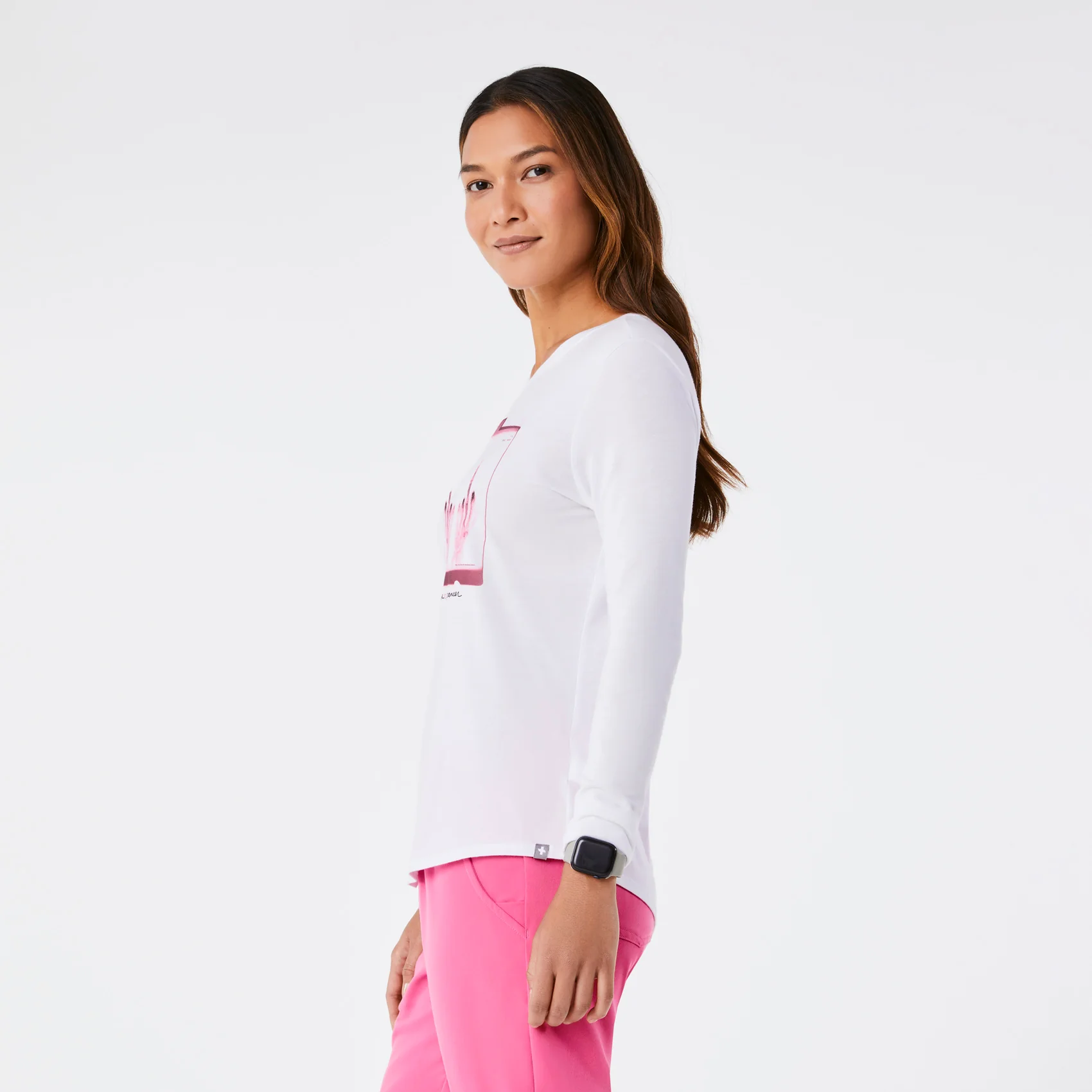 women's White BCA F Cancer X-Ray Supersoft - Longsleeve Underscrub - Image 4