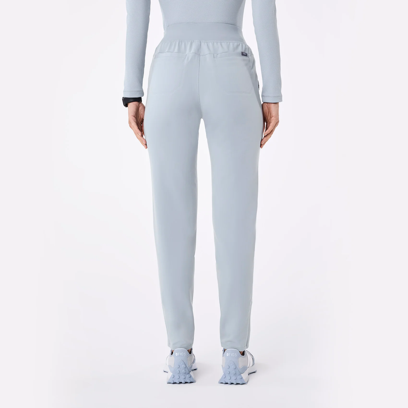 women's Dusty Blue Bristol High Waisted - Petite Slim Tapered Scrub Pants - Image 4