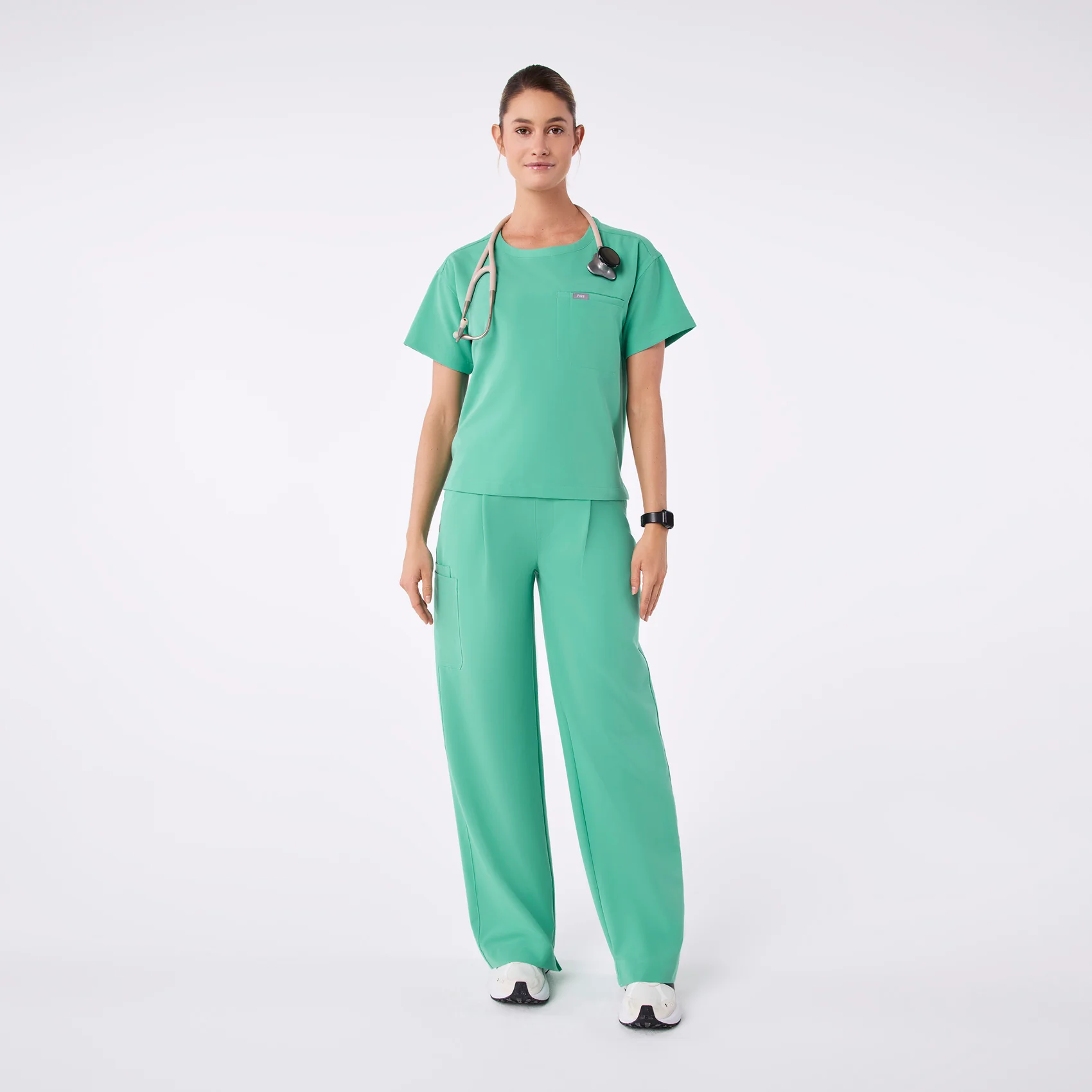 women's Surgical Green Cabral Relaxed Crewneck - Scrub Top - Image 2