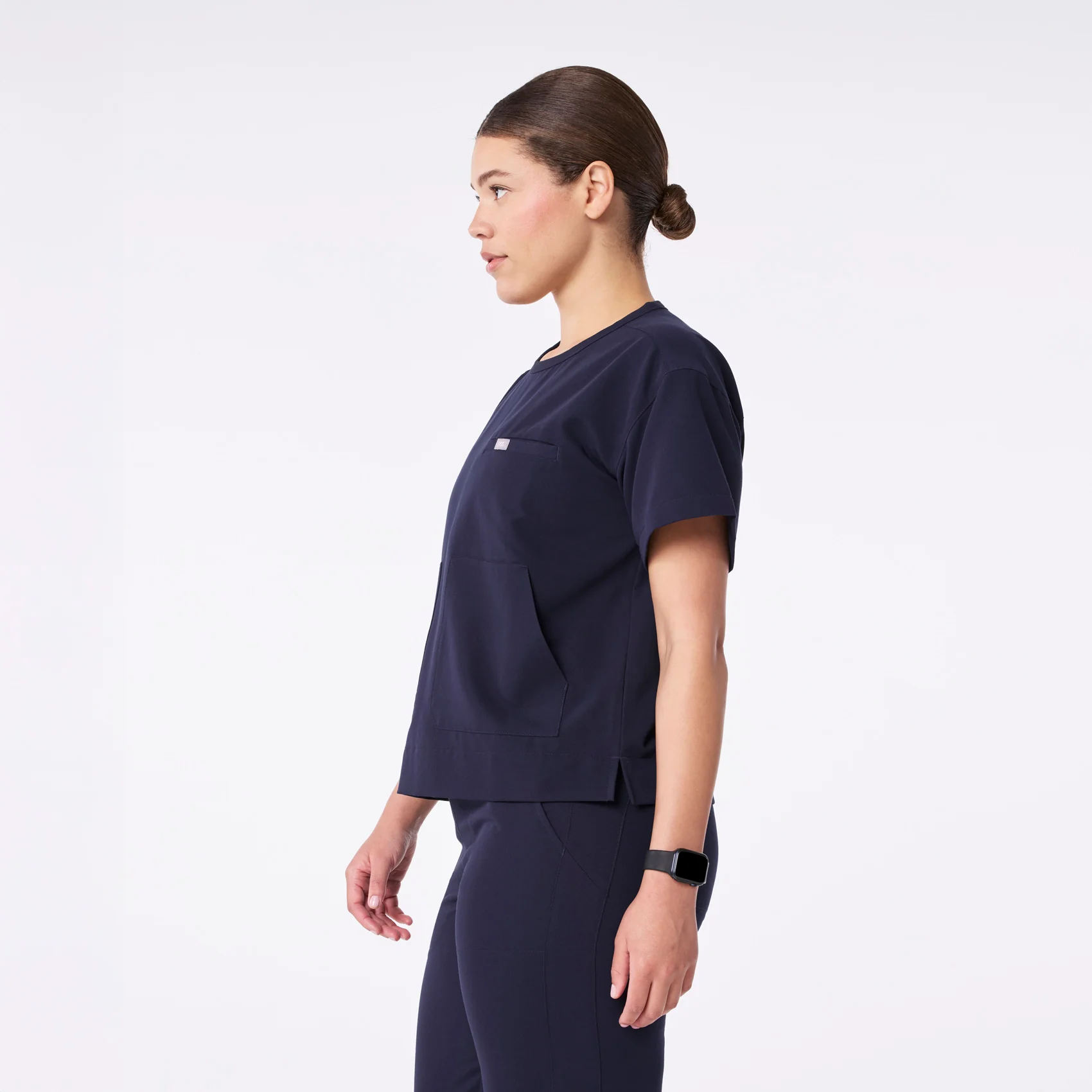women's Navy Canela Crewneck - Scrub Top - Image 3