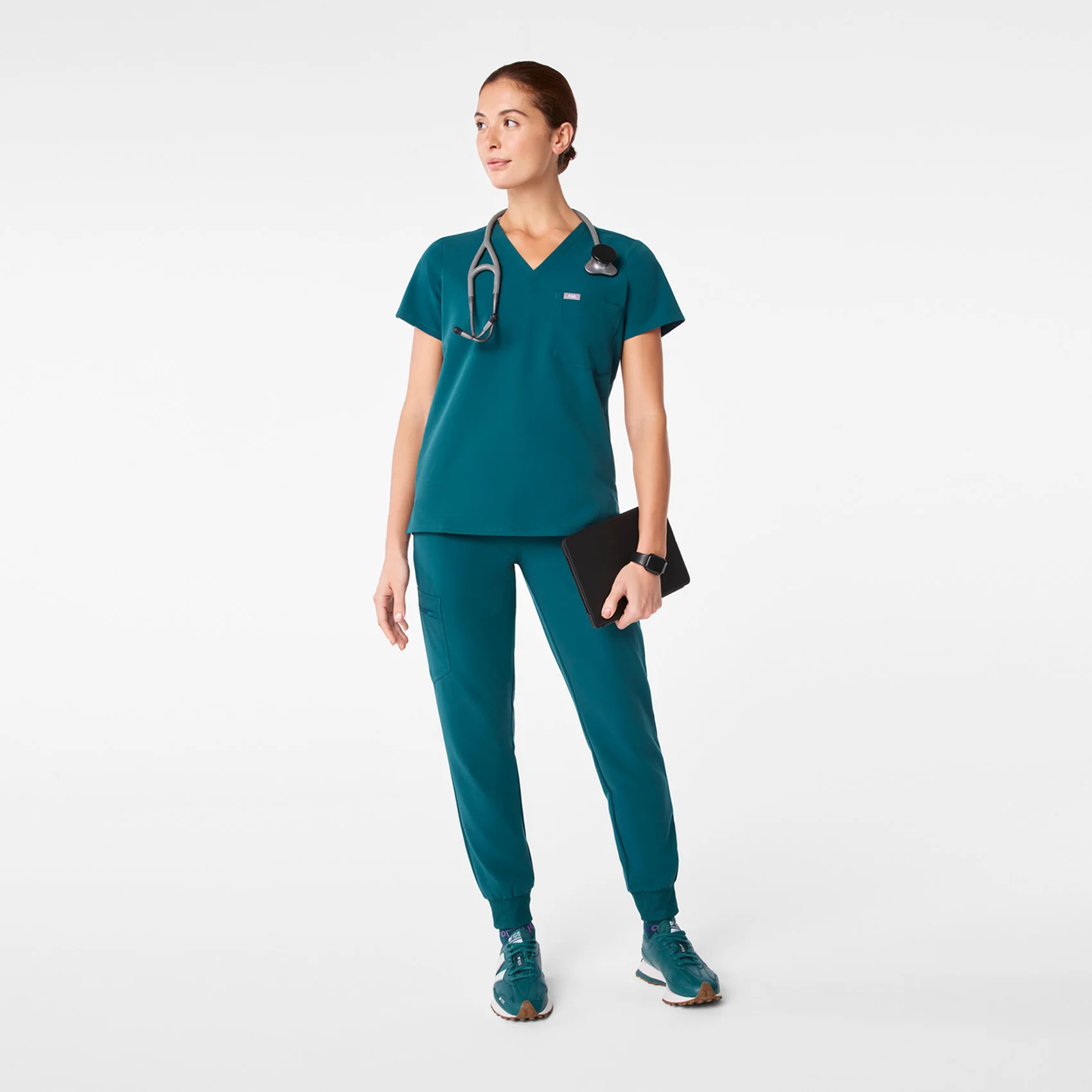 women's Caribbean Blue Catarina Petite - One-Pocket Scrub Top™ - Image 2