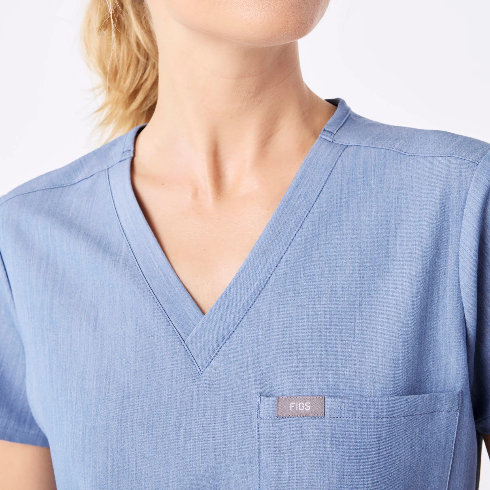women's Heather Indigo Catarina Petite - One-Pocket Scrub Top™ - Image 5