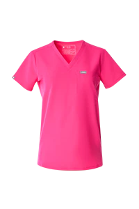women's Shocking Pink Catarina Petite One-Pocket Scrub Top™ - Image 11