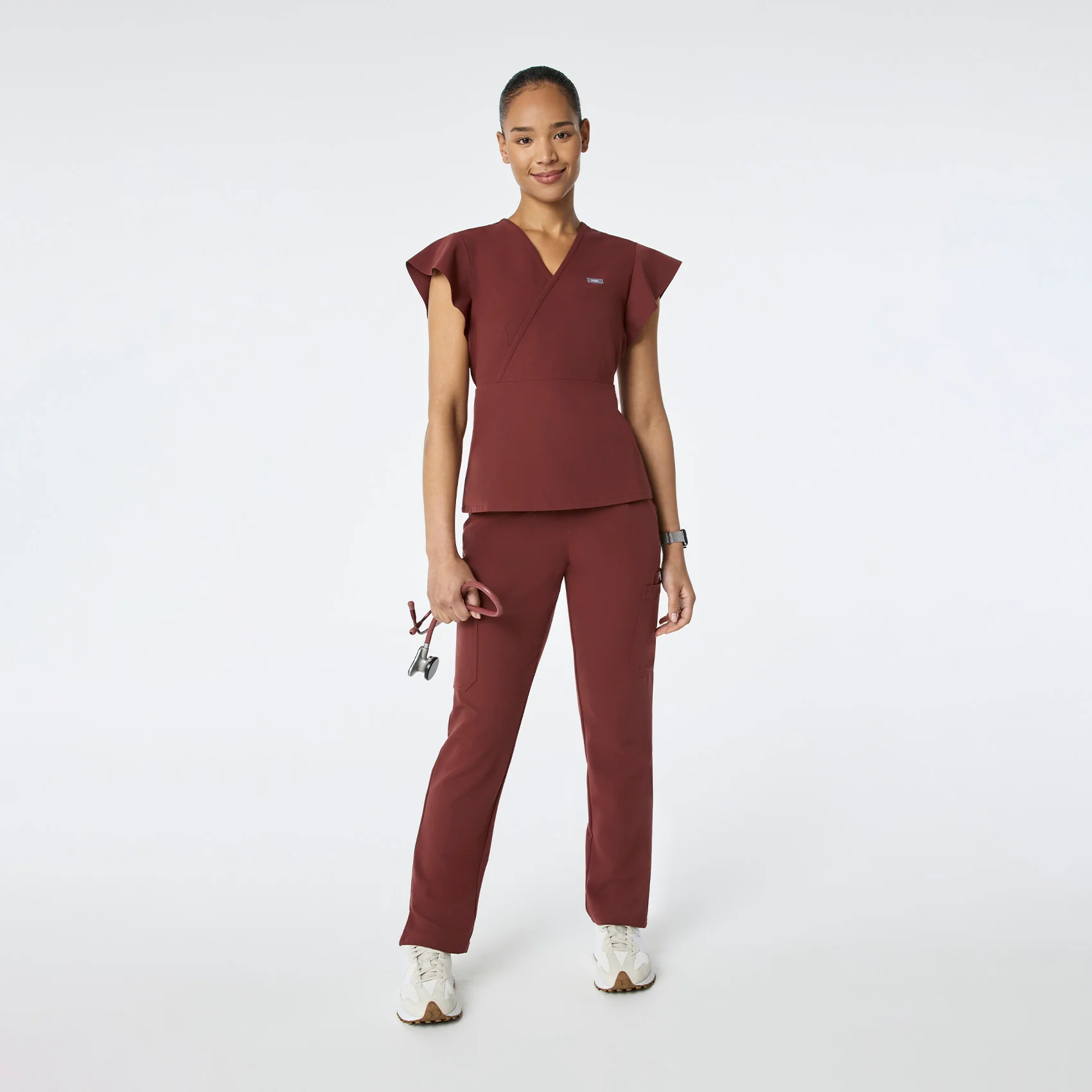 women's Walnut Eveleigh Slim Peplum - Scrub Top - Image 3