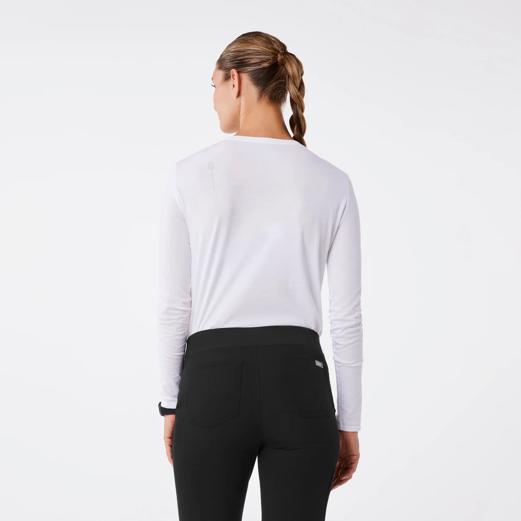 women's Bright White FIGS Logo Supersoft - Longsleeve Underscrub - Image 5