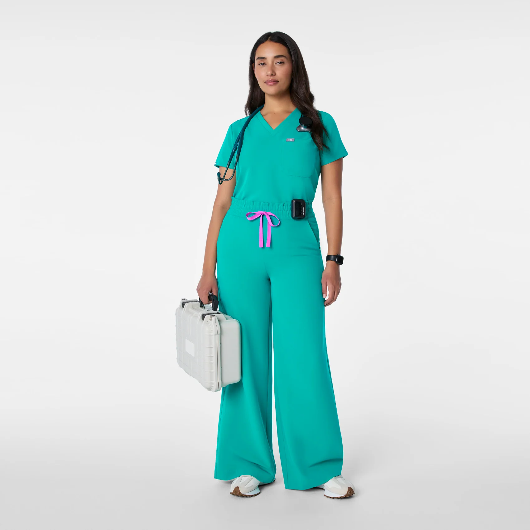 women's Lagoon High Waisted Allison Ultra Wide Leg - Scrub Pant - Image 2