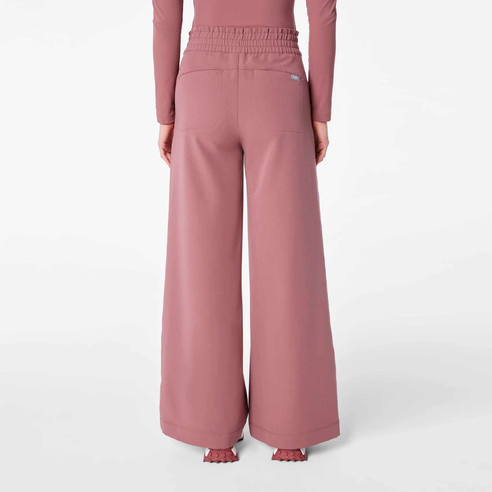 women's Mauve High Waisted Allison Ultra Wide Leg - Scrub Pant - Image 4