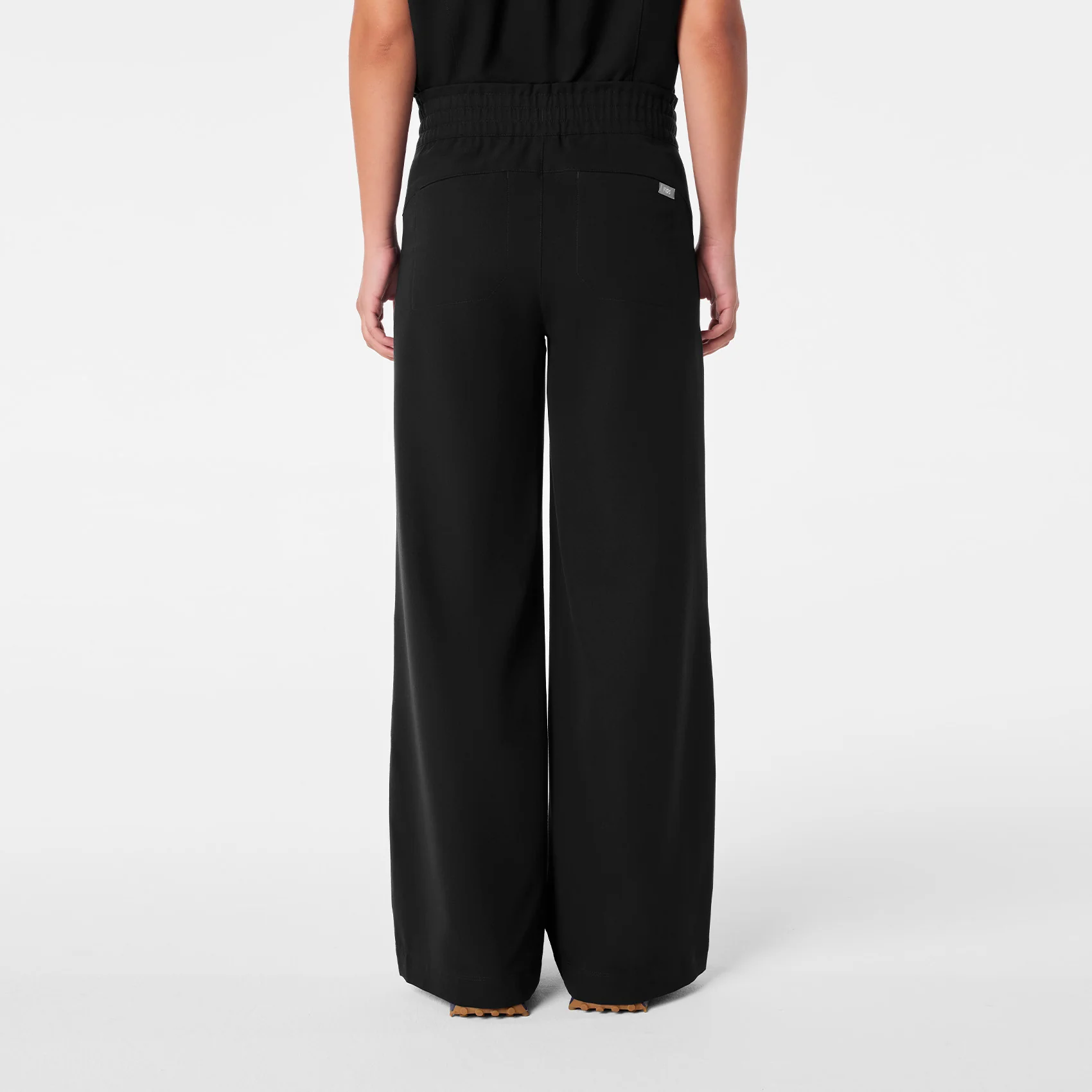 women's Black High Waisted Allison Ultra Wide Leg - Tall Scrub Pant - Image 4