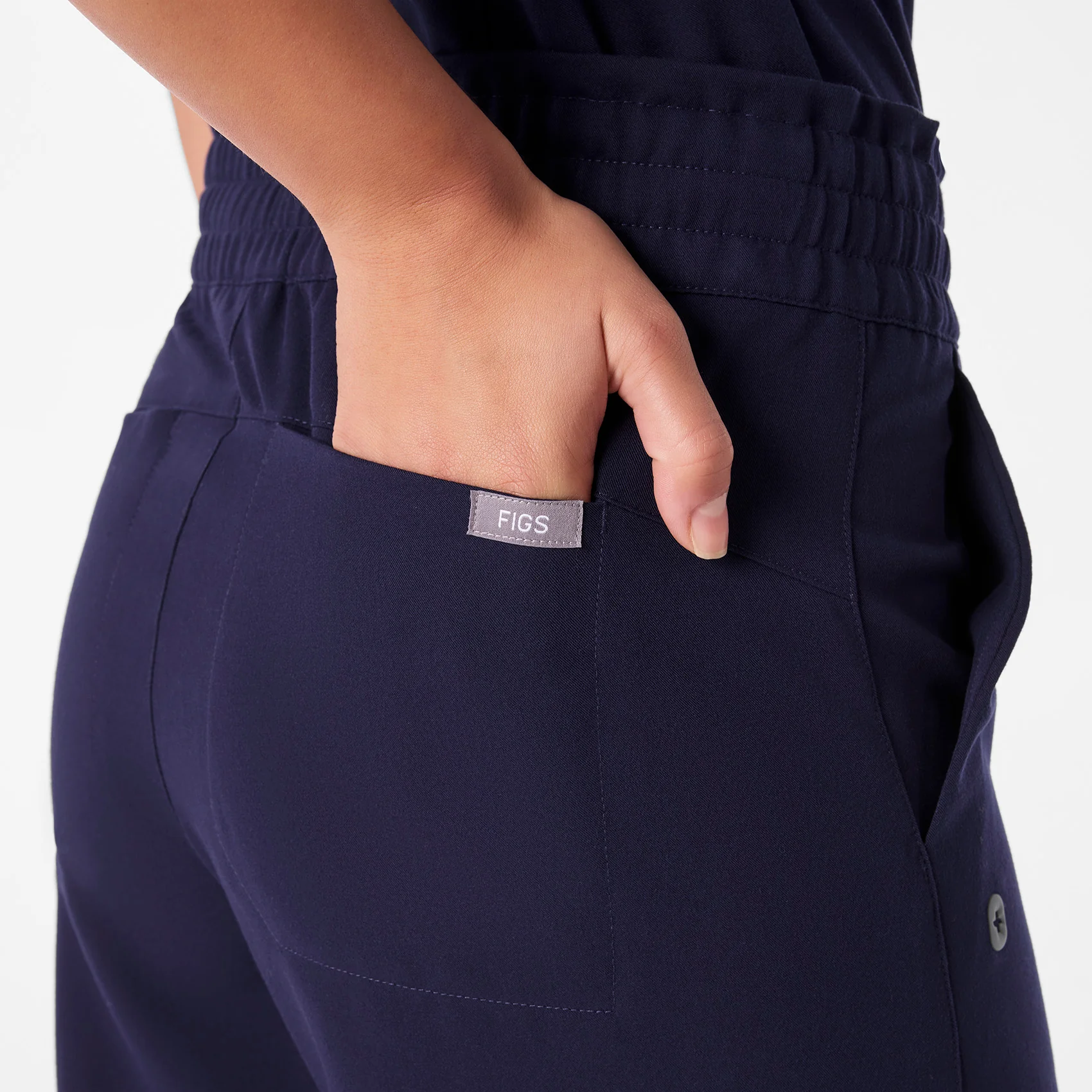 women's Navy High Waisted Allison Ultra Wide Leg - Tall Scrub Pant - Image 5