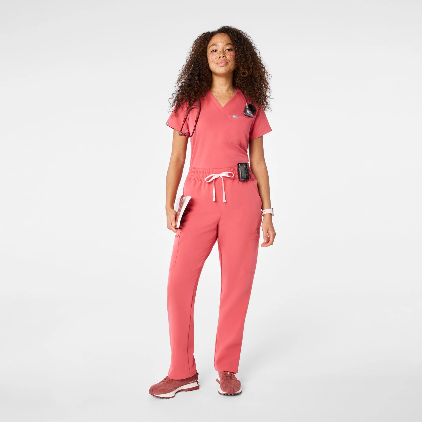 women's Pulmonary Pink High Waisted Dowa - Petite Scrub Pants - Image 2