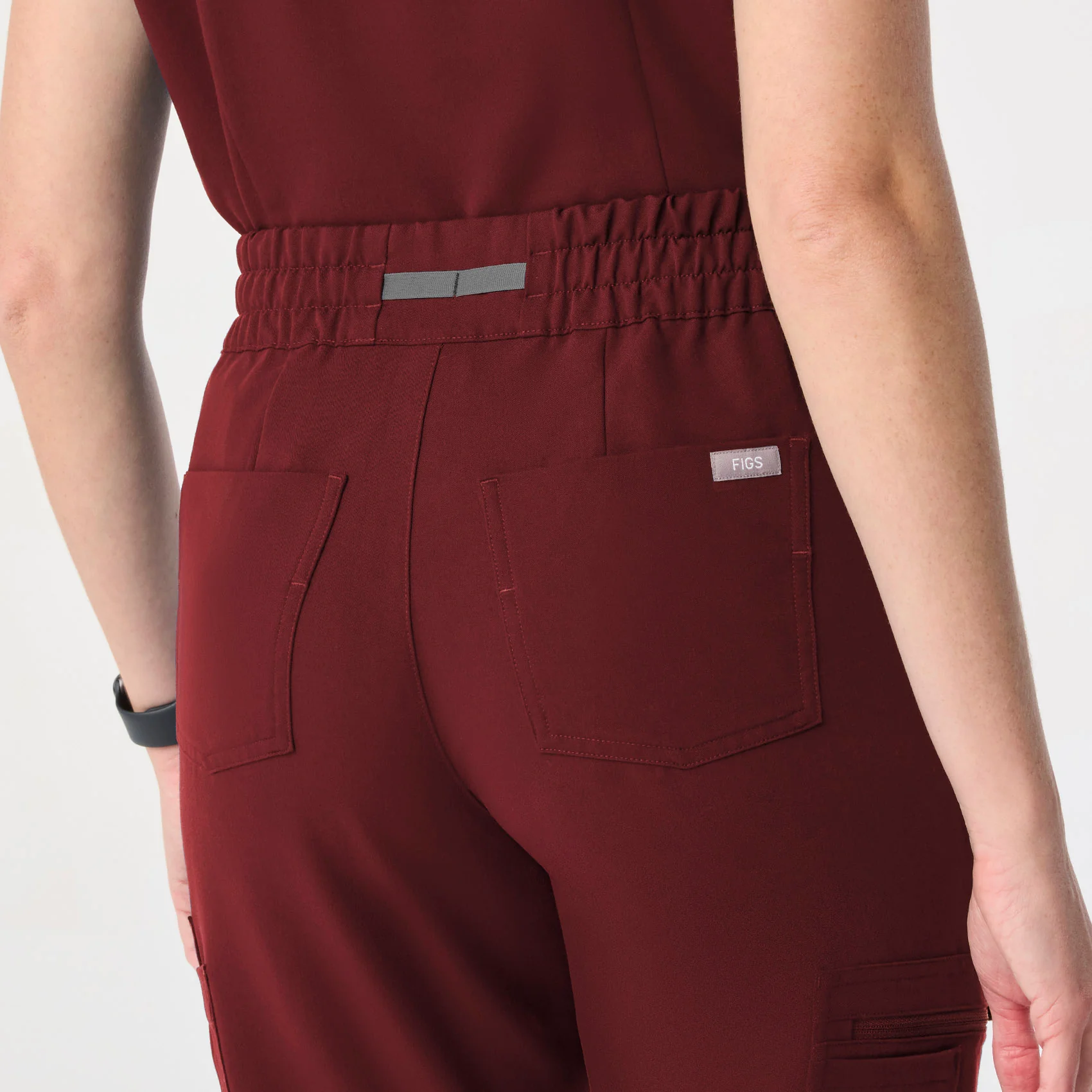women's Burgundy High Waisted Dowa - Tall Scrub Pant - Image 4