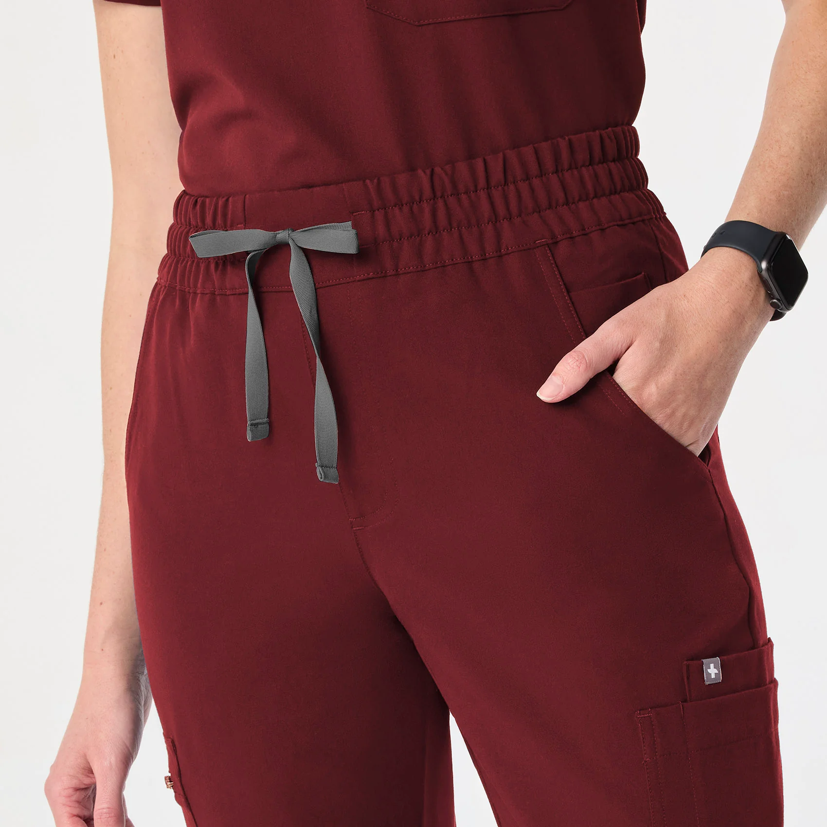 women's Burgundy High Waisted Dowa - Tall Scrub Pant - Image 5